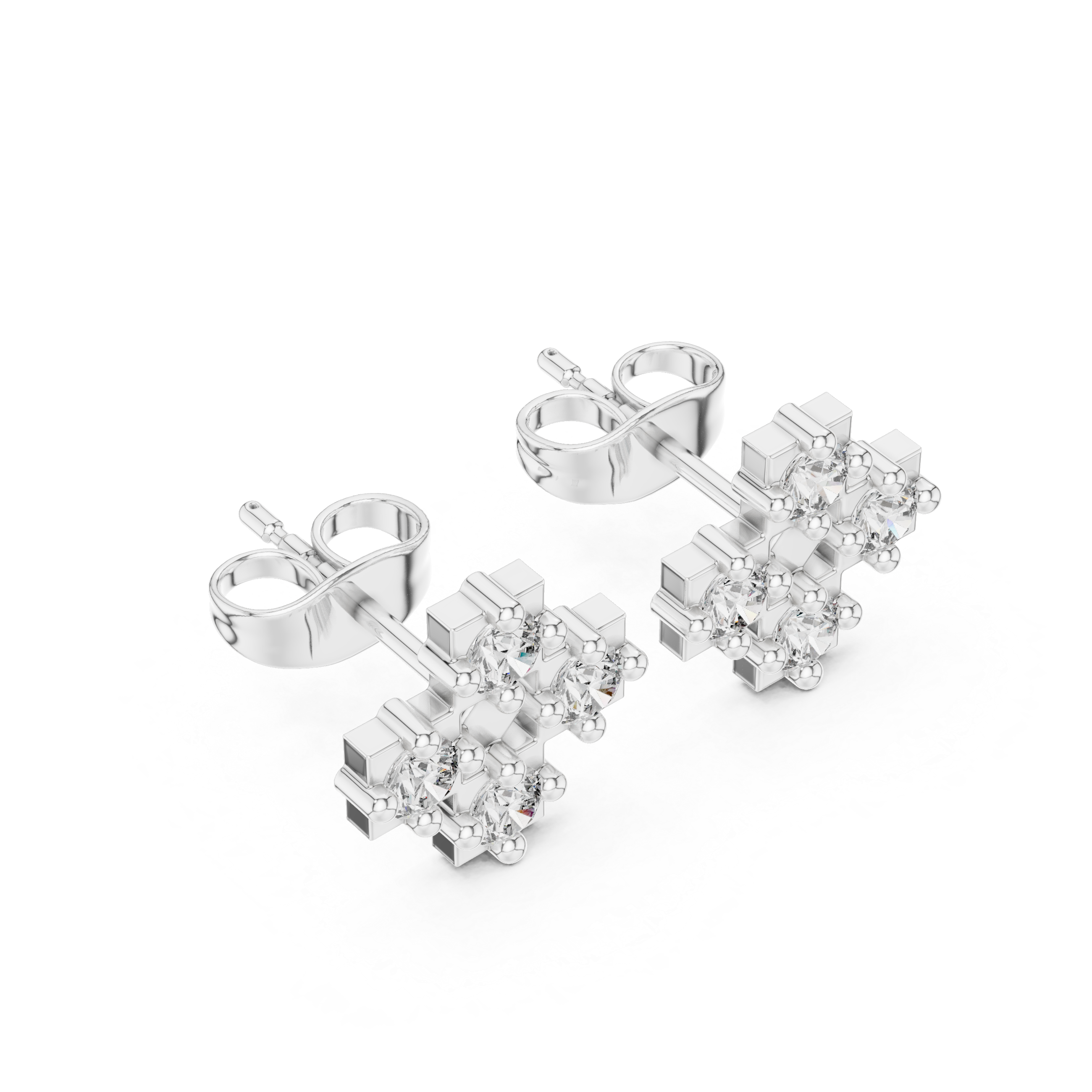 Arrow Point Diamond Stud Earrings in White Gold - VYKA Diamonds