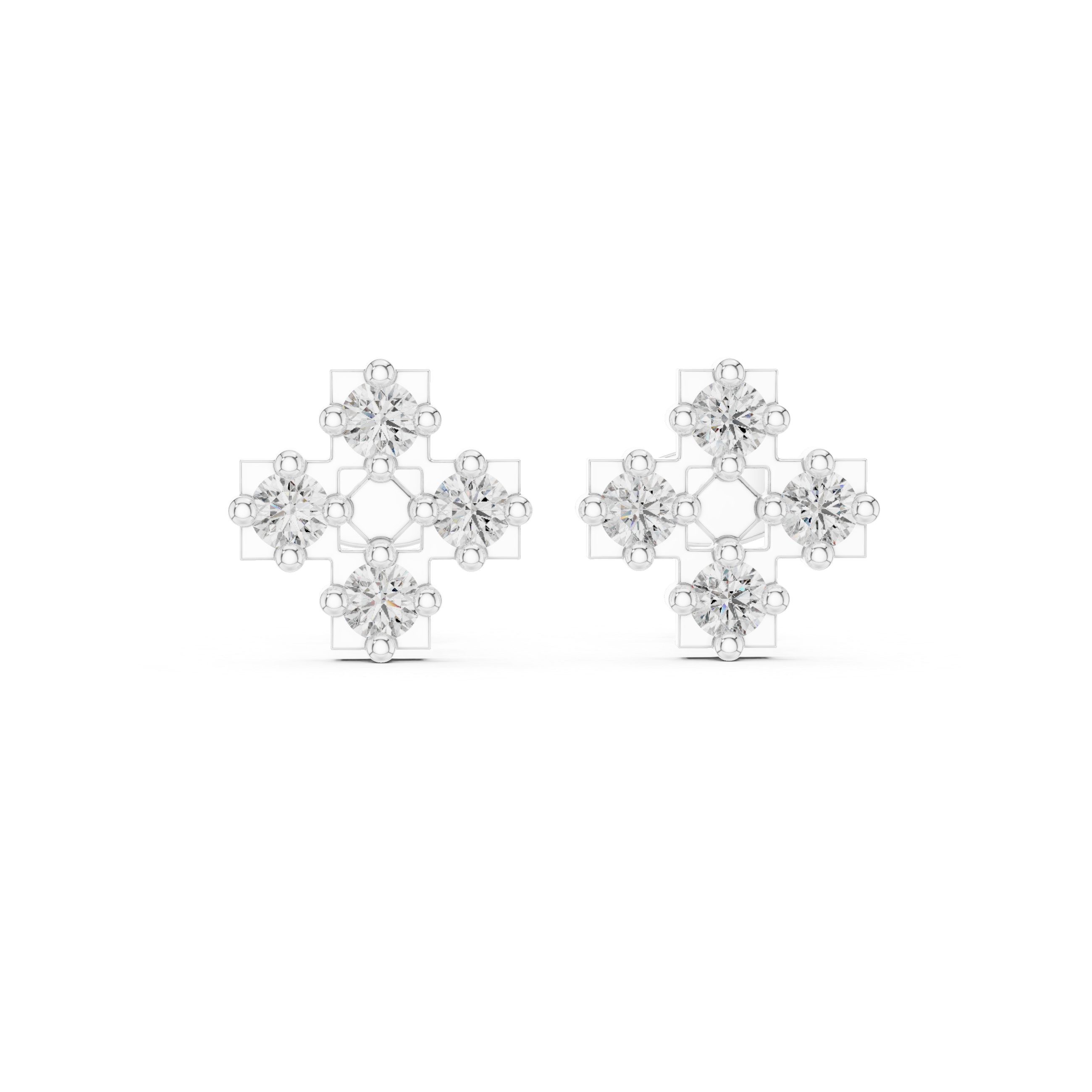 Arrow Point Diamond Stud Earrings in White Gold - VYKA Diamonds