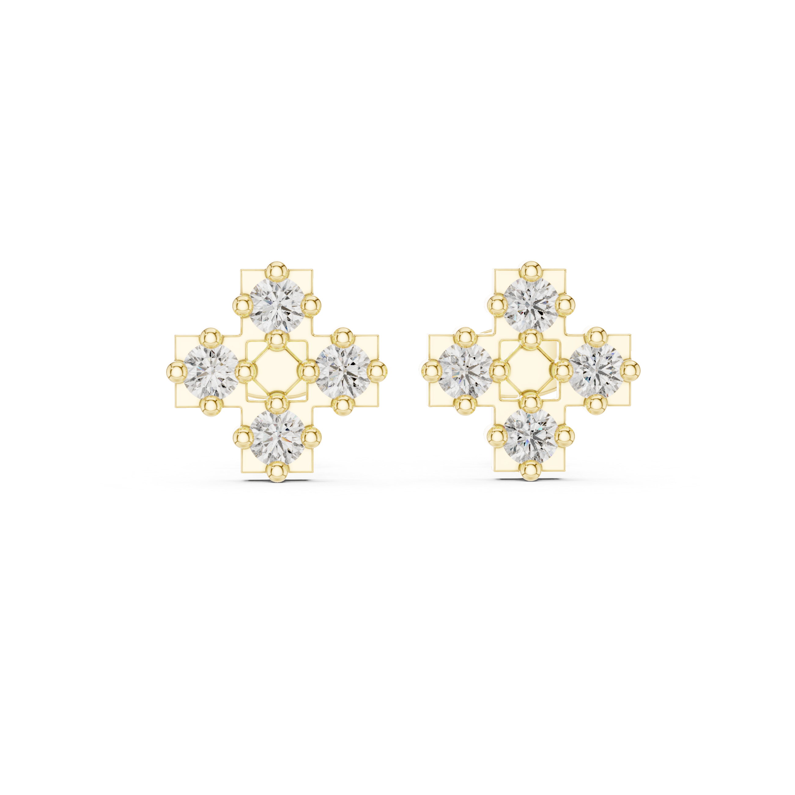 Arrow Point Diamond Stud Earrings in Yellow Gold - VYKA Diamonds