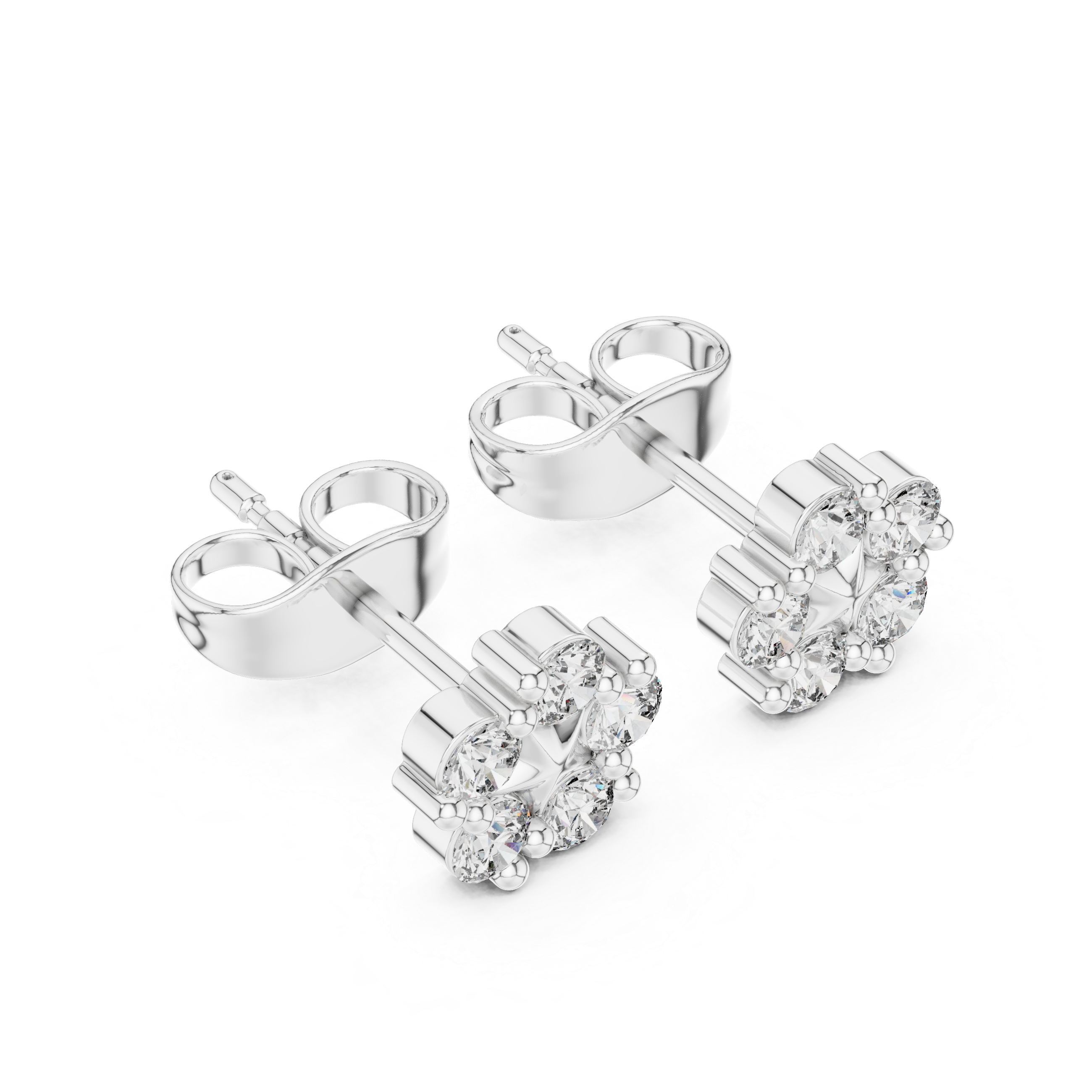 Dragonfly Wing Diamond Stud Earrings in White Gold - VYKA Diamonds