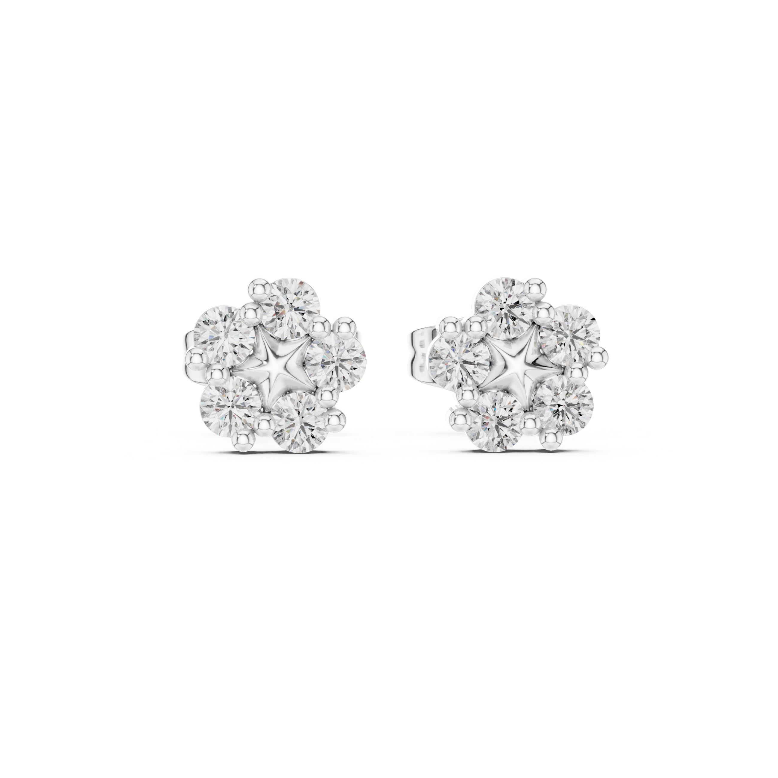 Dragonfly Wing Diamond Stud Earrings in White Gold - VYKA Diamonds