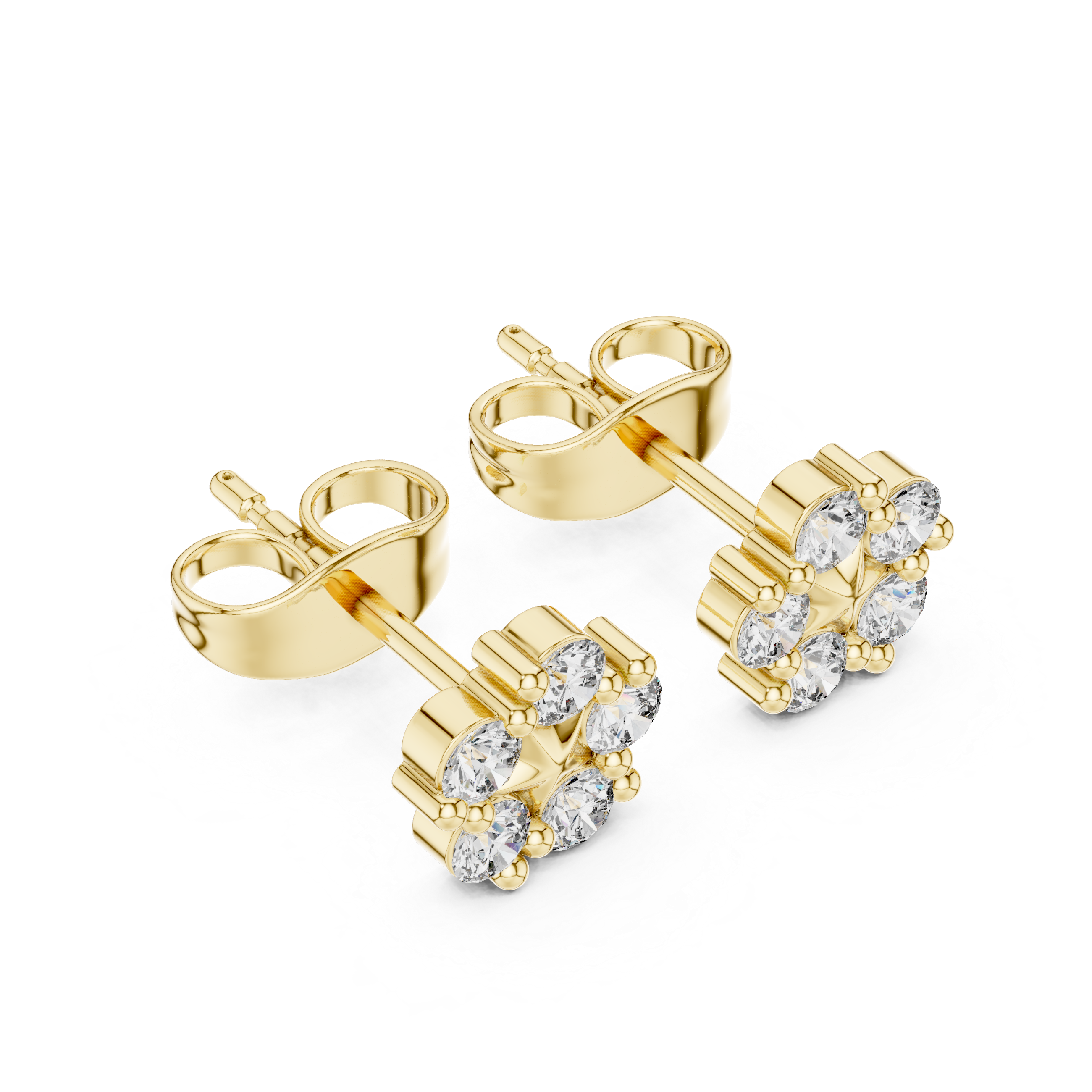 Dragonfly Wing Diamond Stud Earrings in Yellow Gold - VYKA Diamonds