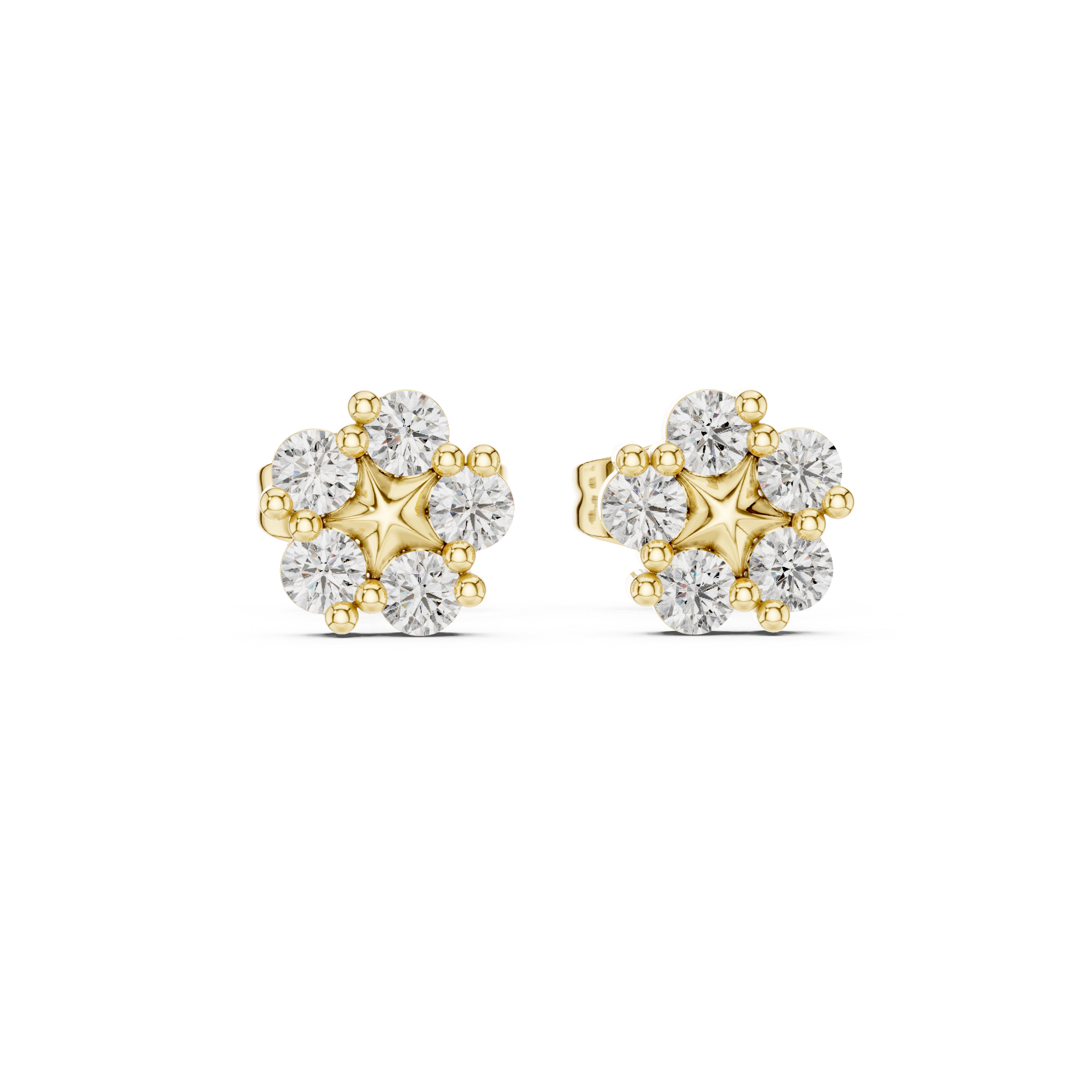 Dragonfly Wing Diamond Stud Earrings in Yellow Gold - VYKA Diamonds