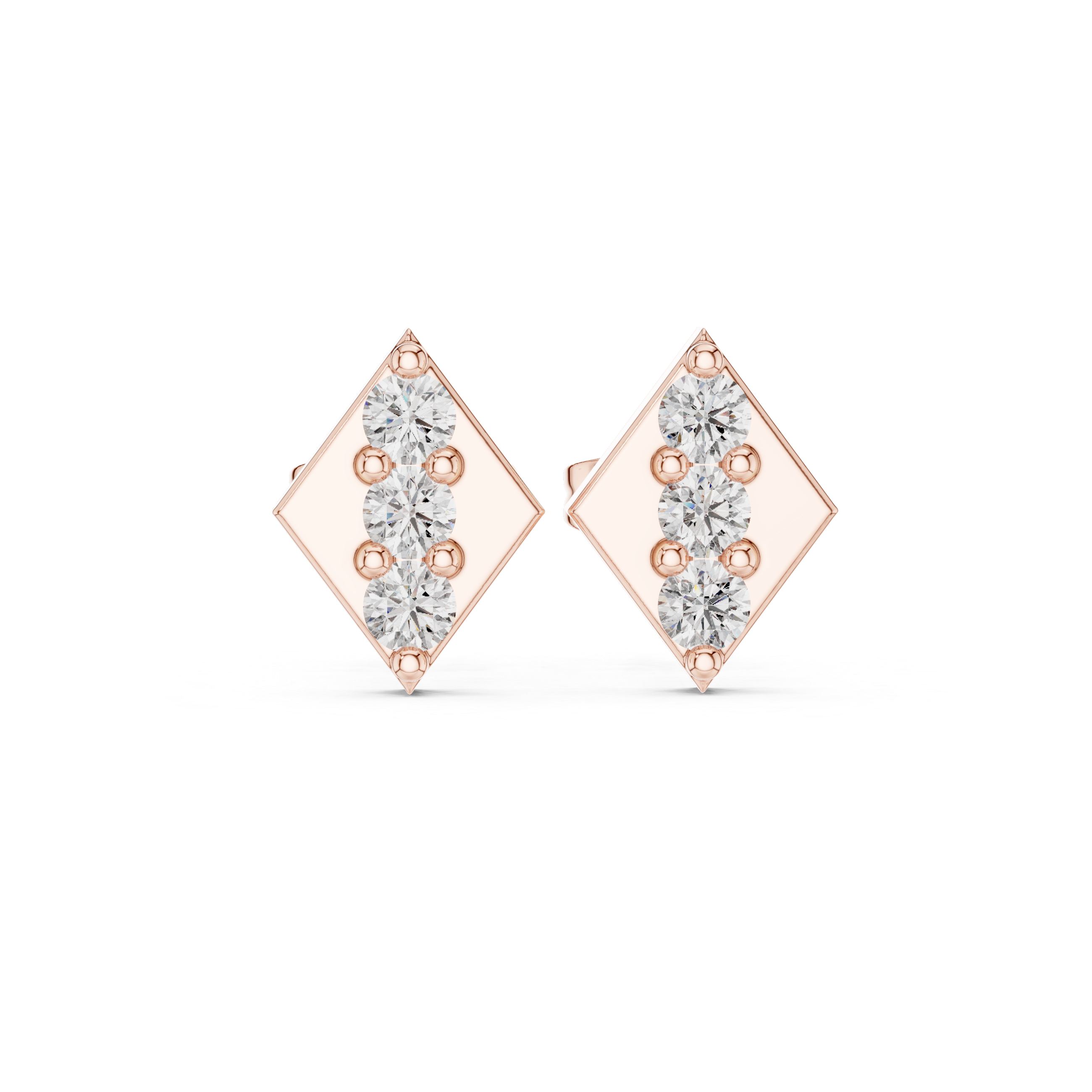 Crescent Moon Diamond Stud Earrings in Rose Gold - VYKA Diamonds
