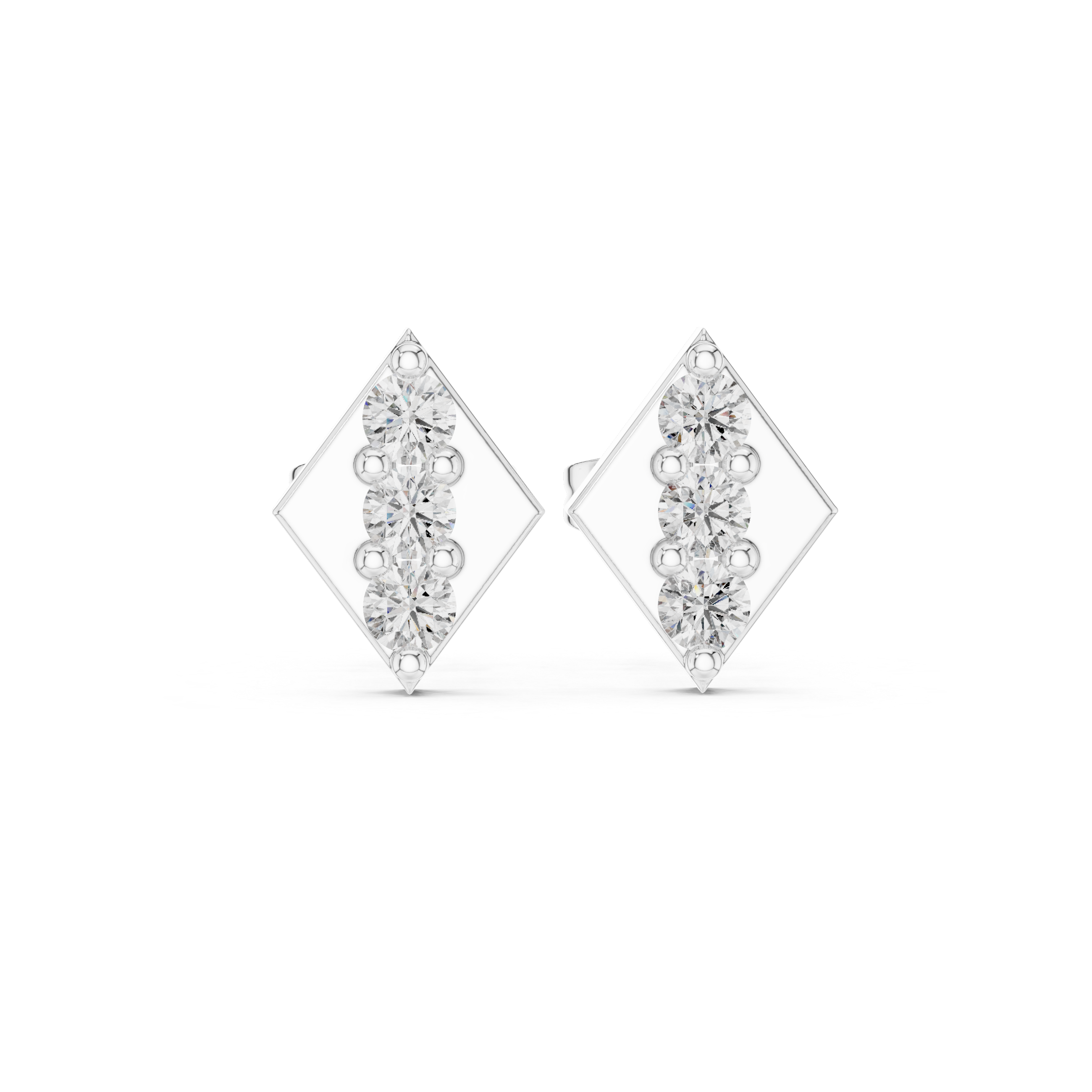 Crescent Moon Diamond Stud Earrings in White Gold - VYKA Diamonds
