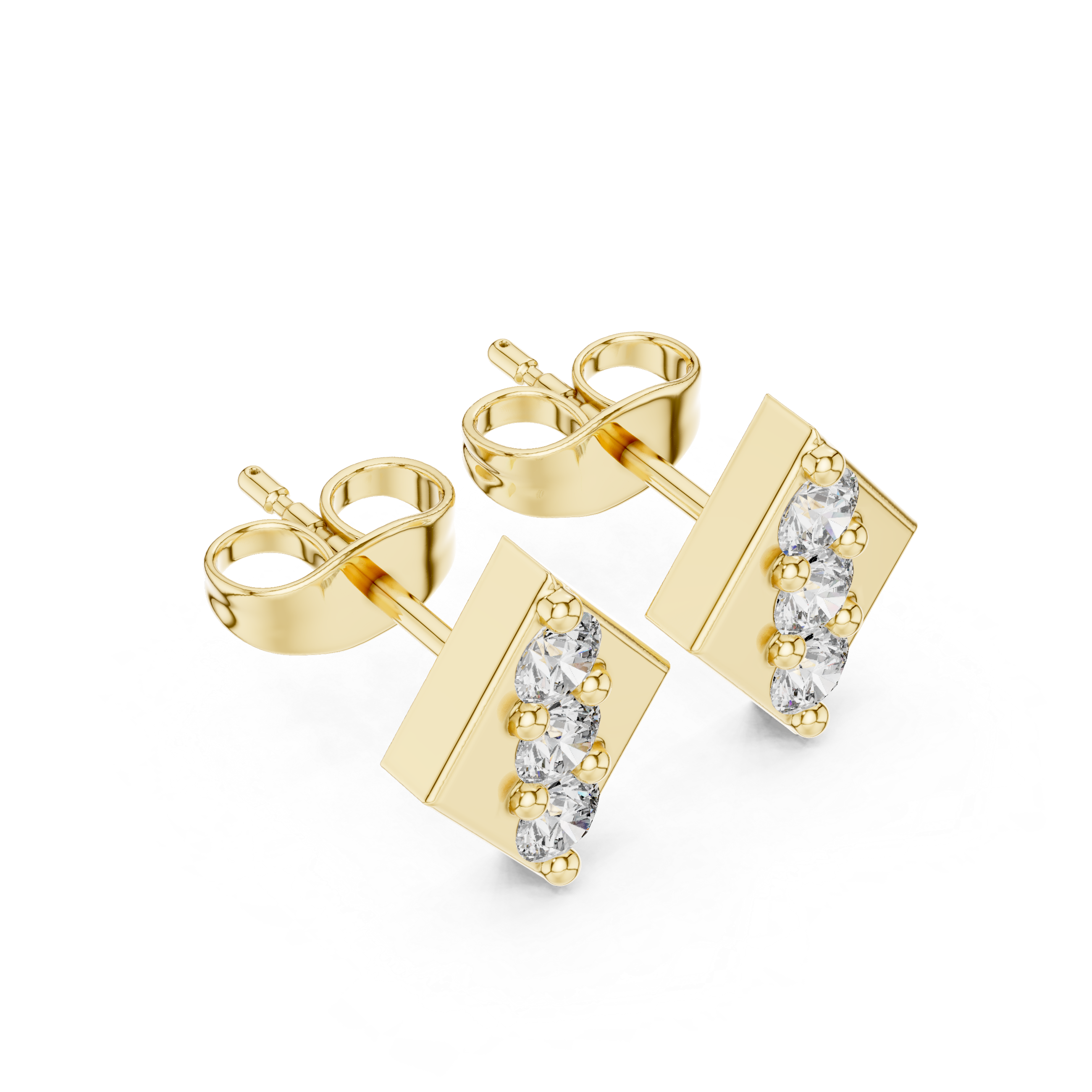 Crescent Moon Diamond Stud Earrings in Yellow Gold - VYKA Diamonds