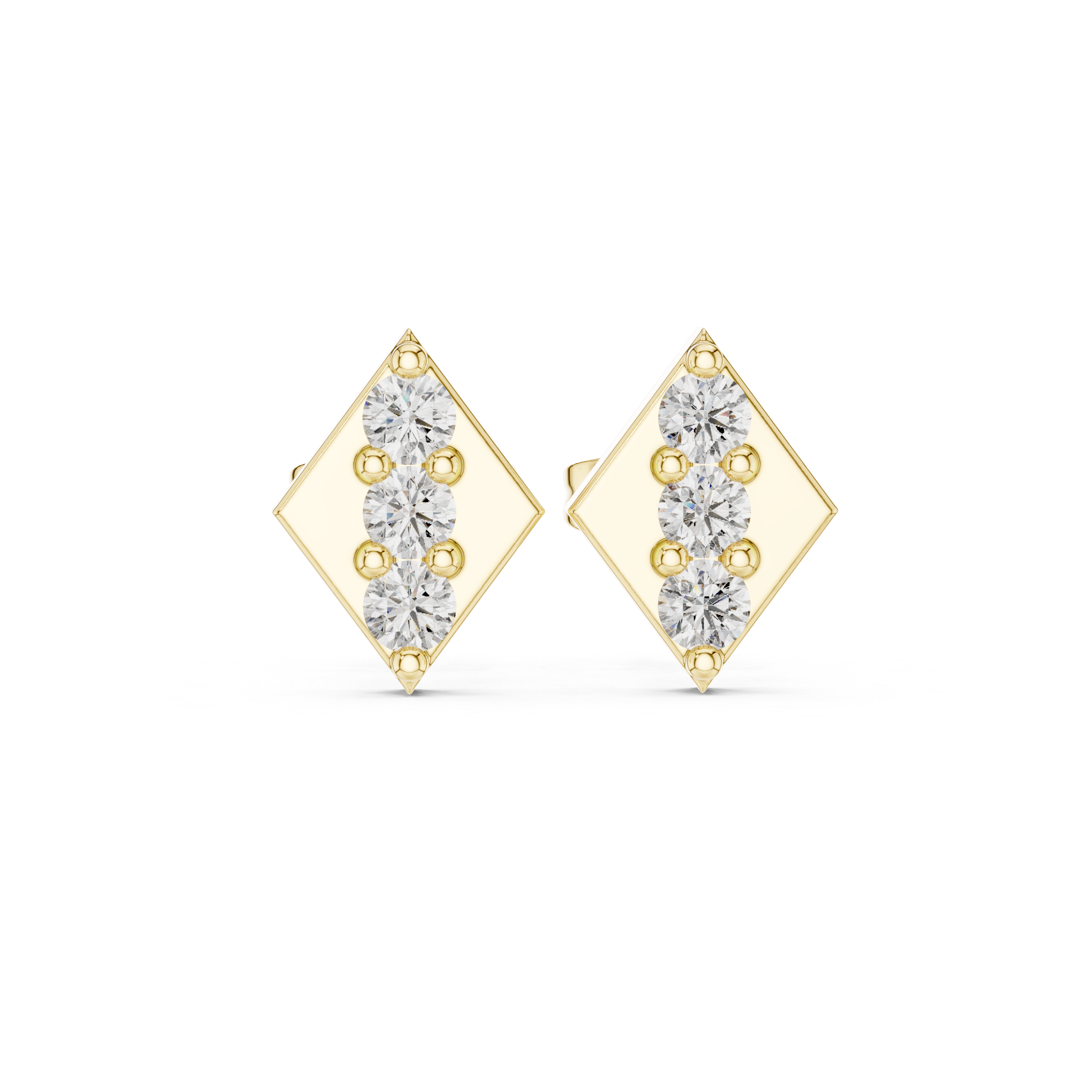 Crescent Moon Diamond Stud Earrings in Yellow Gold - VYKA Diamonds