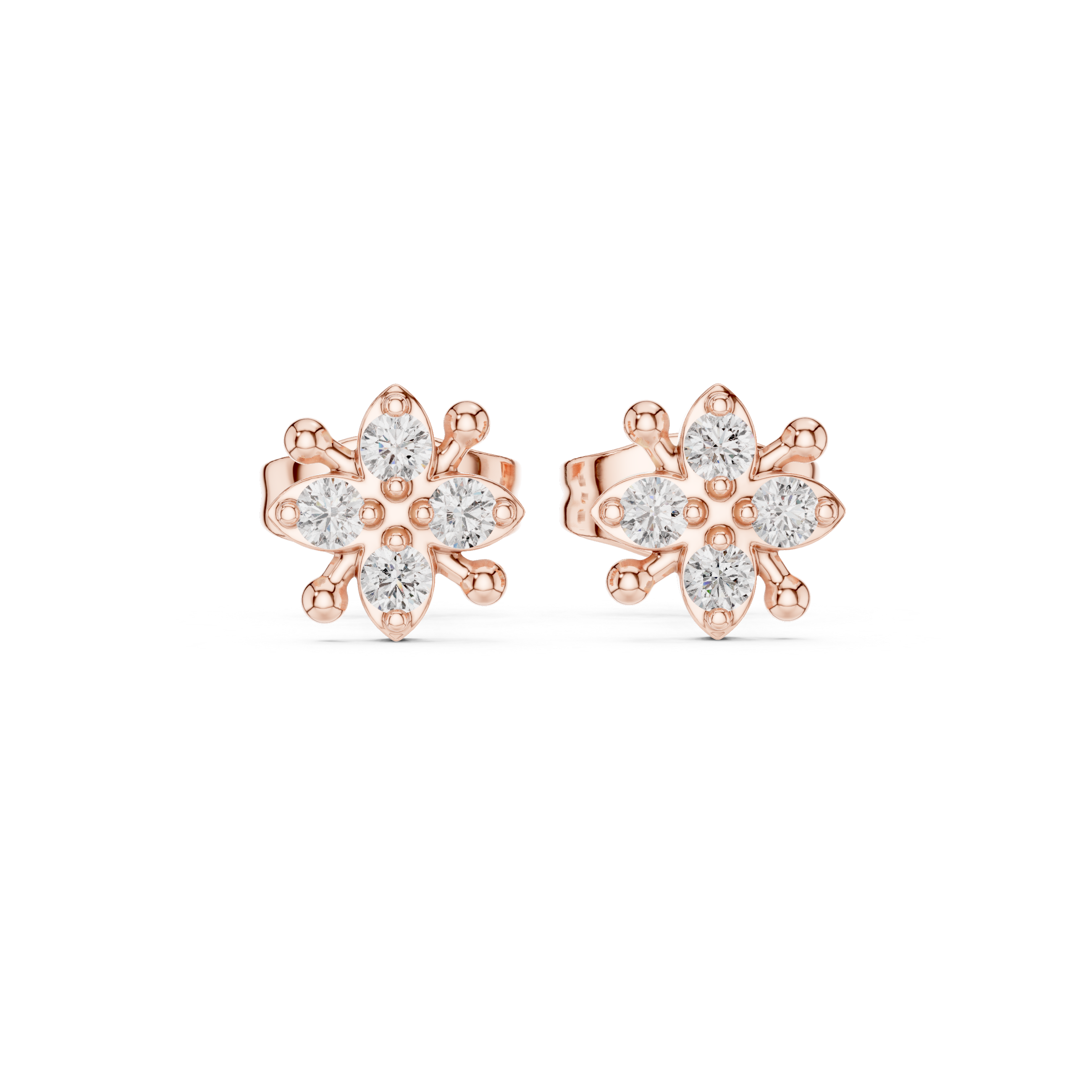 حلقان مرصّعة بألماس بهالة خرزية in Rose Gold - VYKA Diamonds