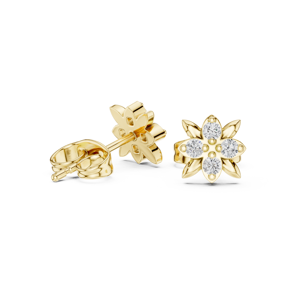 Leaf Vine Diamond Stud Earrings