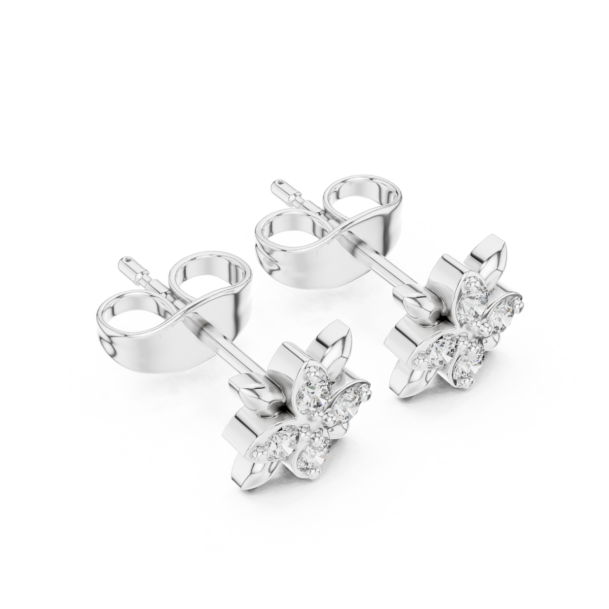 Leaf Vine Diamond Stud Earrings