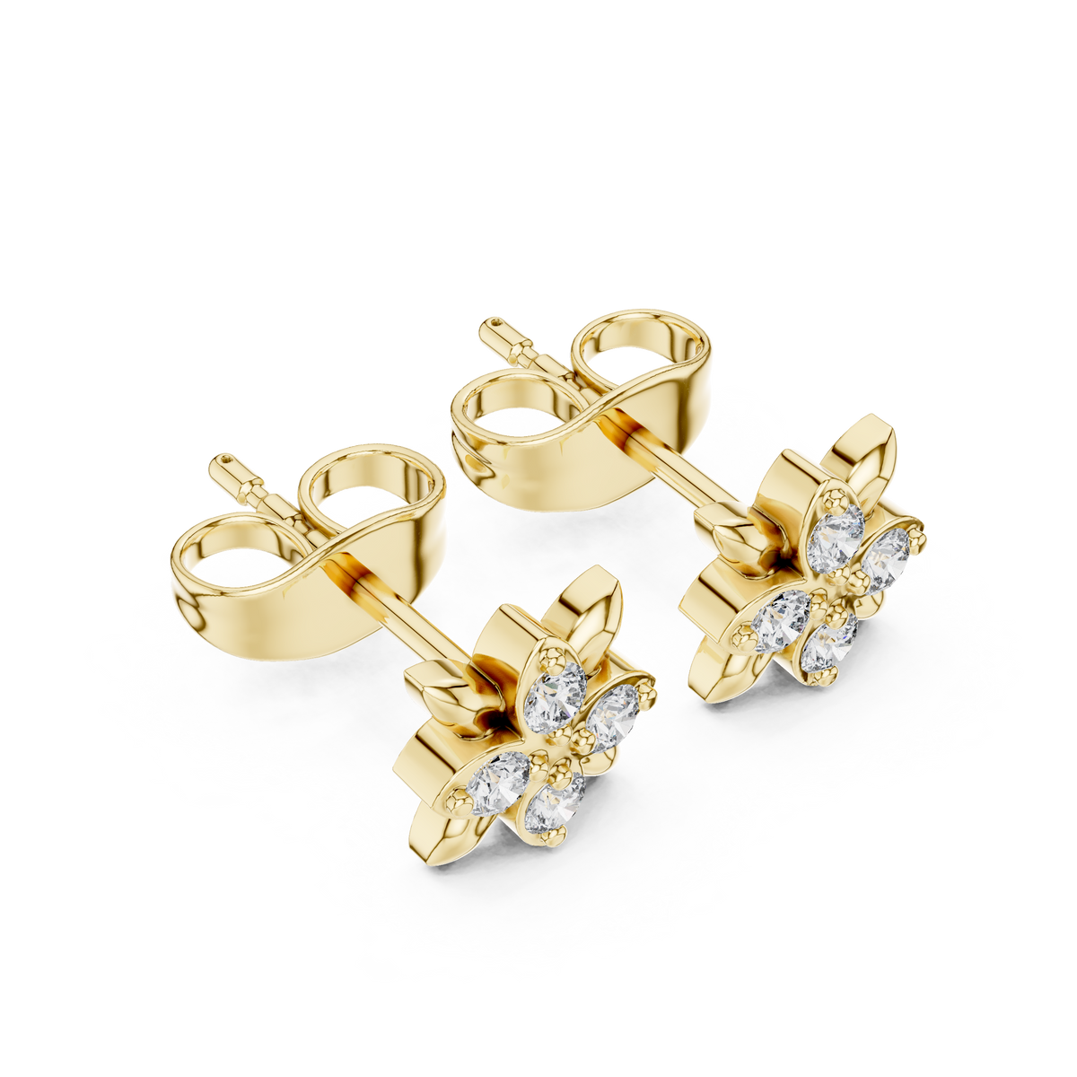 Leaf Vine Diamond Stud Earrings