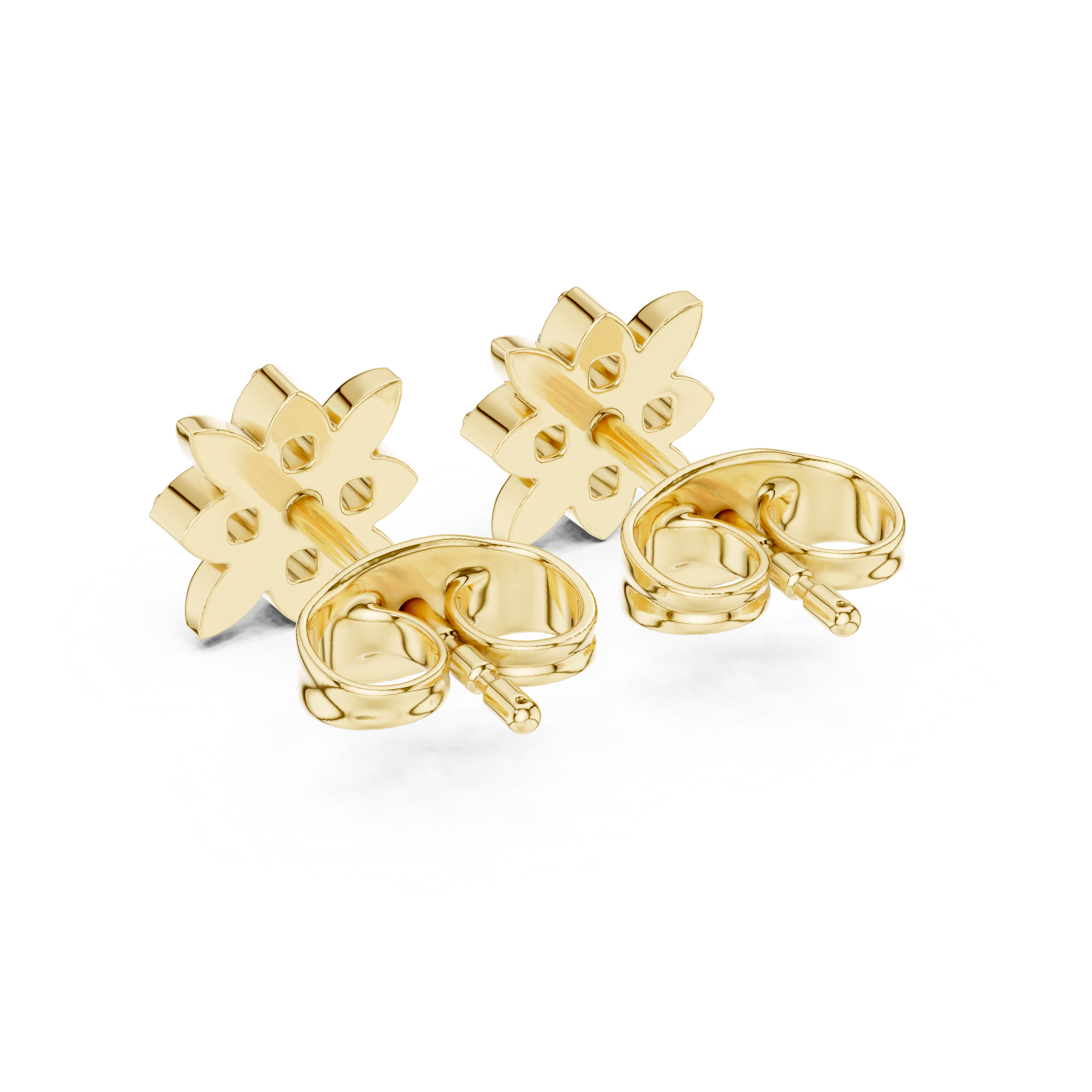 حلقان متدلية على شكل أوراق شجر وكروم ماسية in Yellow Gold - VYKA Diamonds