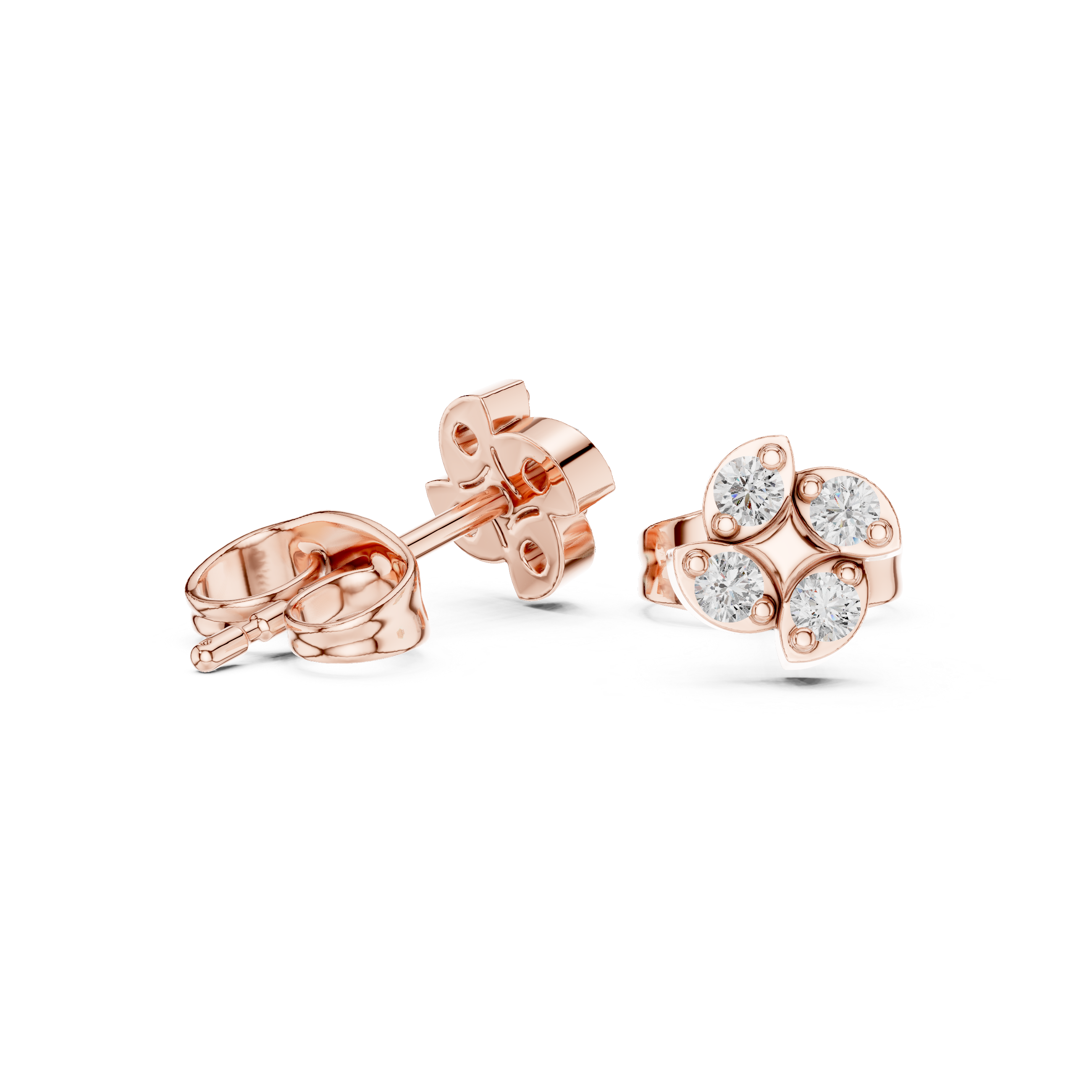 Twisted Rope Diamond Stud Earrings in Rose Gold - VYKA Diamonds