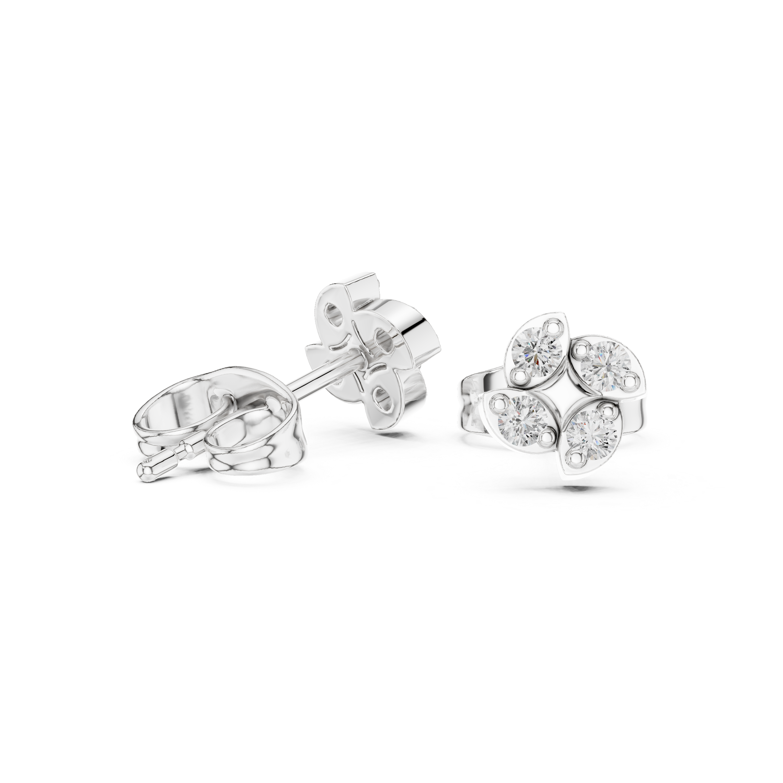 Twisted Rope Diamond Stud Earrings in White Gold - VYKA Diamonds
