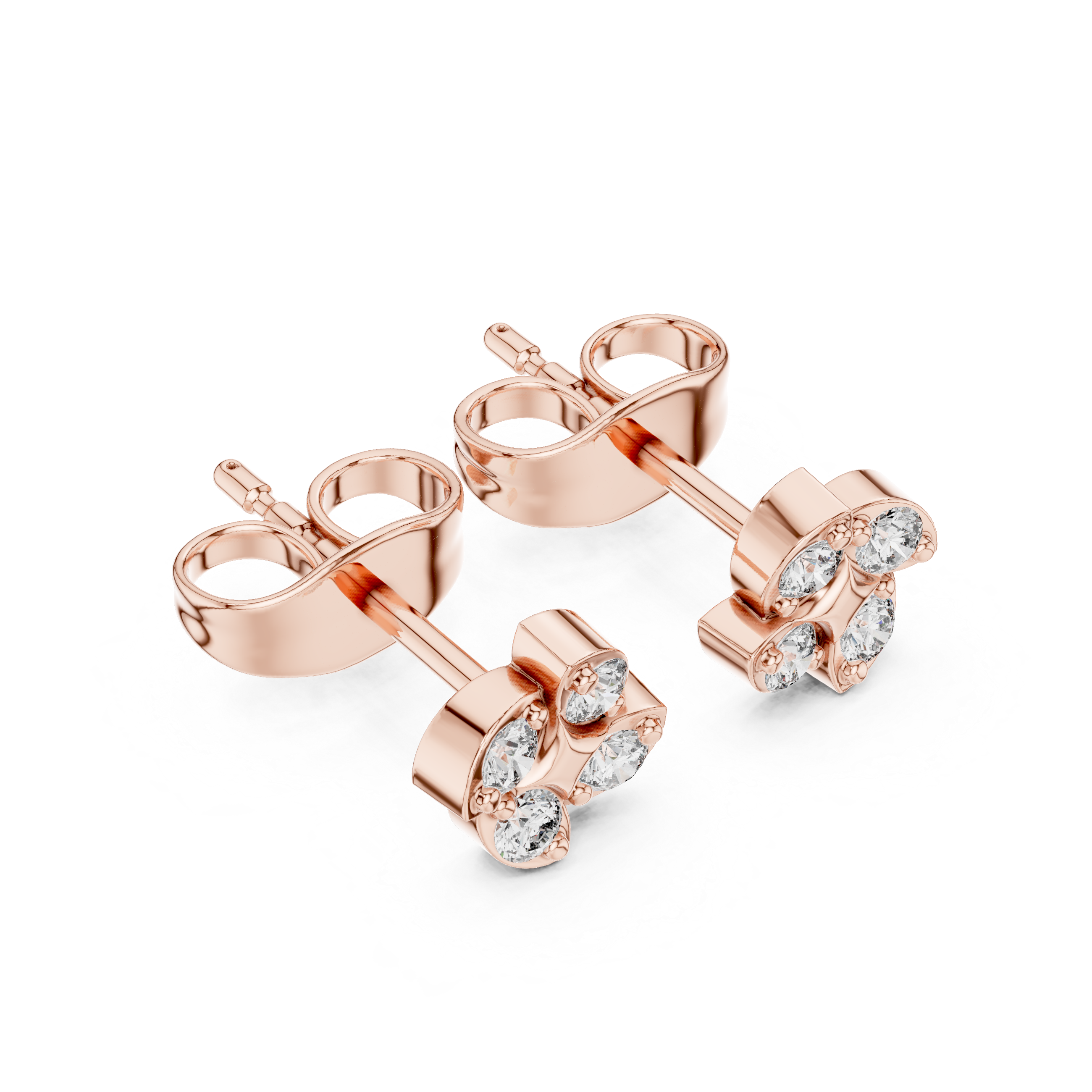 Twisted Rope Diamond Stud Earrings in Rose Gold - VYKA Diamonds