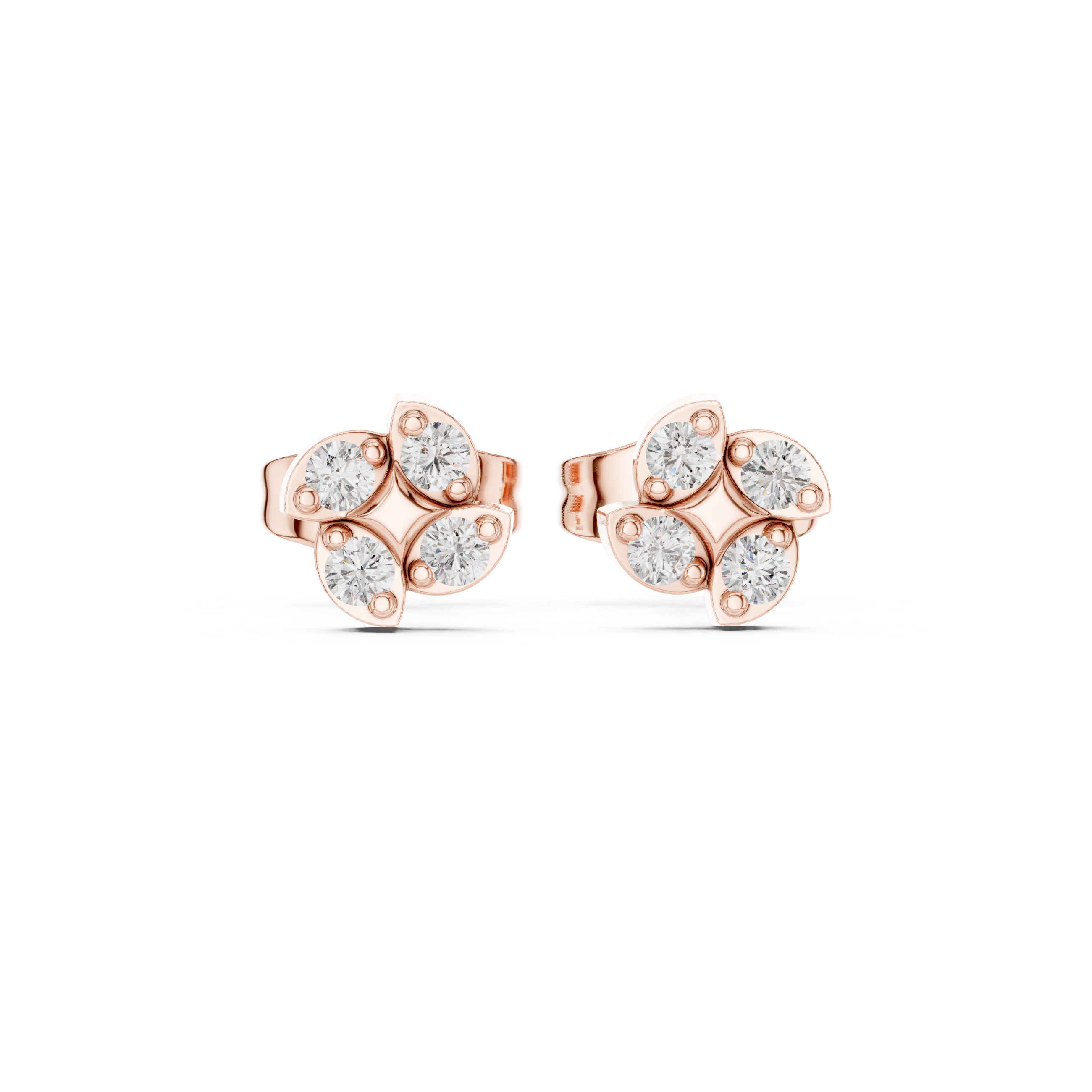 Twisted Rope Diamond Stud Earrings in Rose Gold - VYKA Diamonds