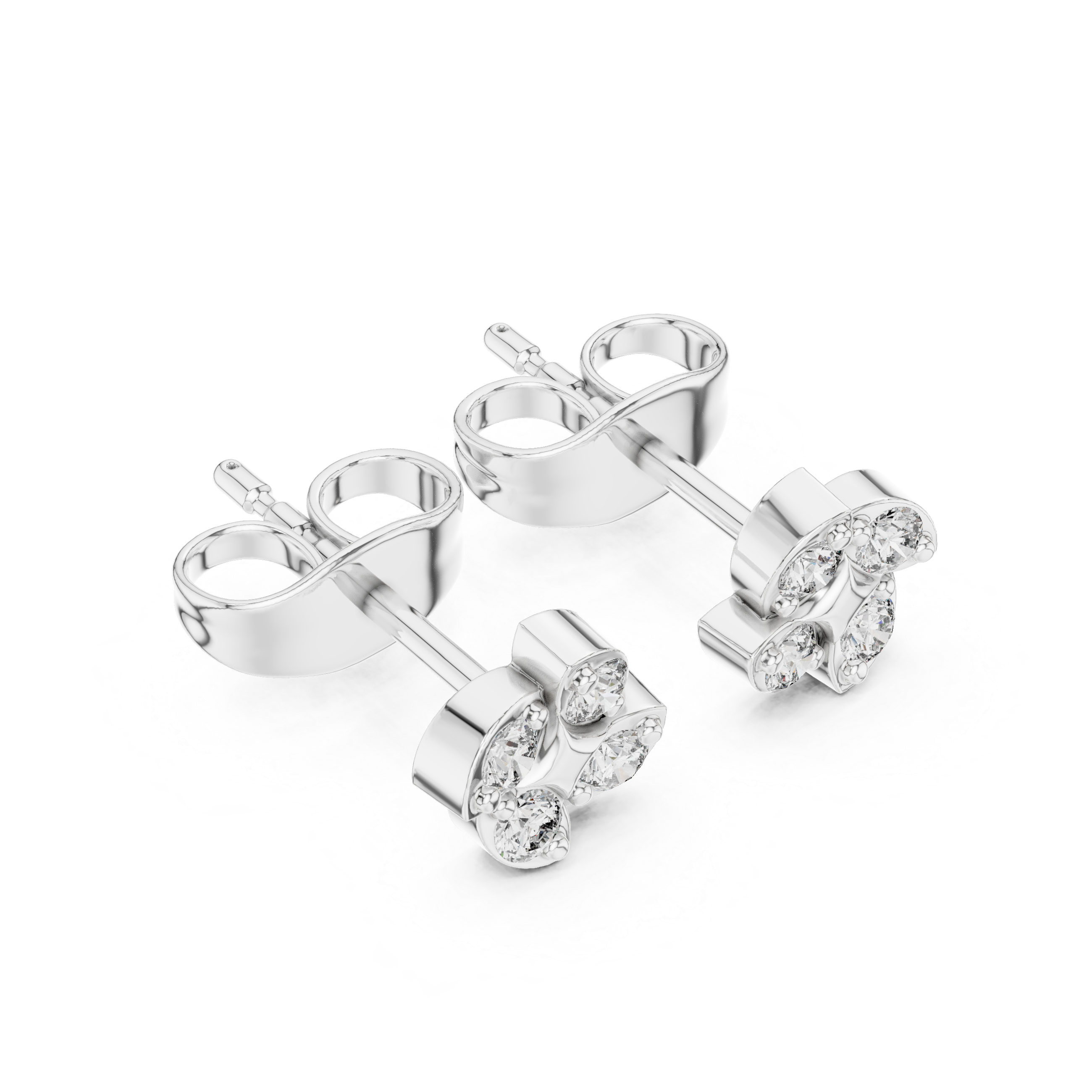 Twisted Rope Diamond Stud Earrings in White Gold - VYKA Diamonds