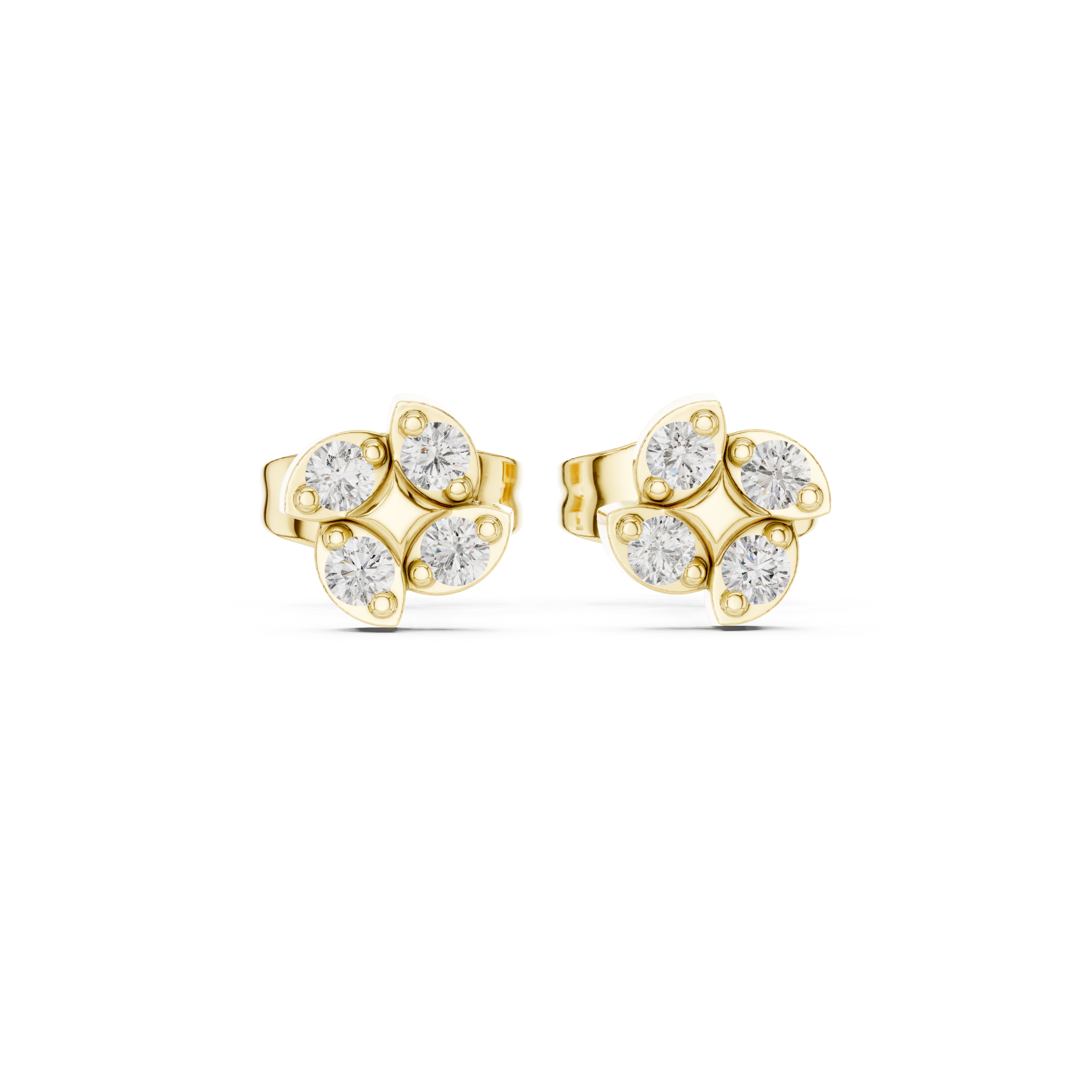 Twisted Rope Diamond Stud Earrings in Yellow Gold - VYKA Diamonds