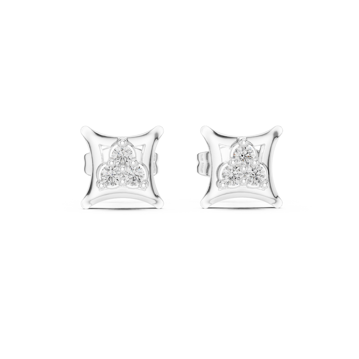 Baguette Tier Diamond Stud Earrings