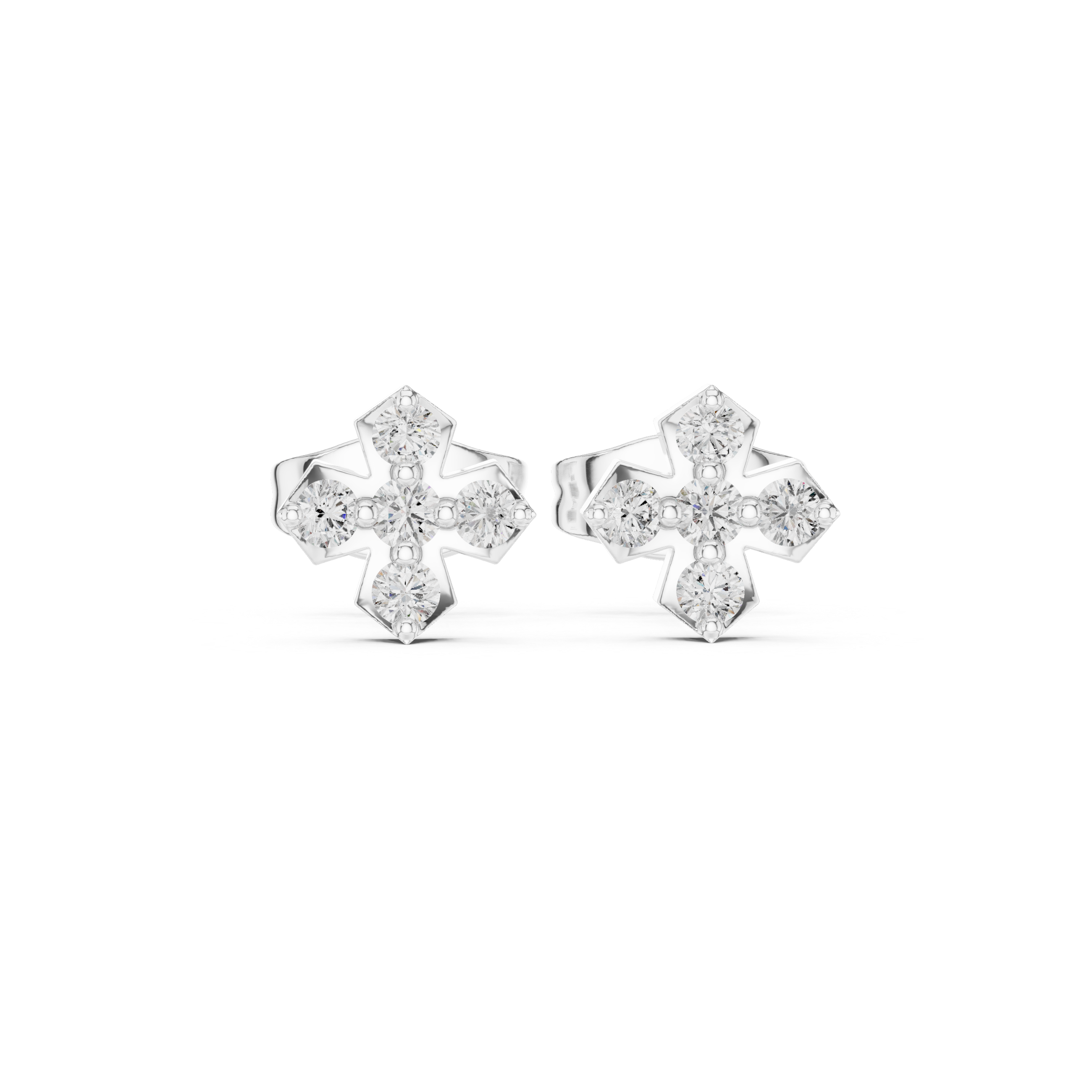حلقان مرصّعة بالألماس المرصوف بقصّة كوشن بلمسة إطار in White Gold - VYKA Diamonds