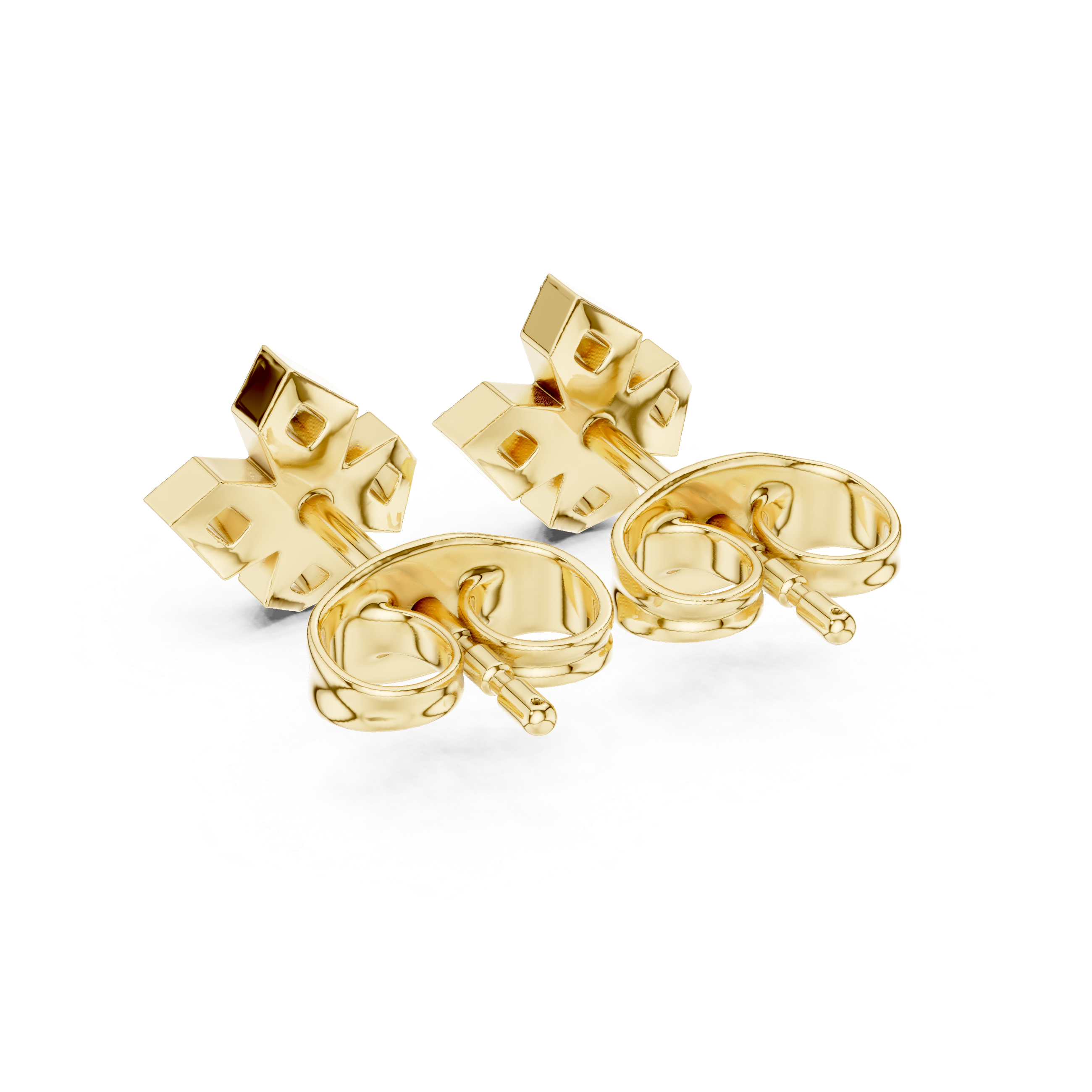حلقان مرصّعة بالألماس المرصوف بقصّة كوشن بلمسة إطار in Yellow Gold - VYKA Diamonds