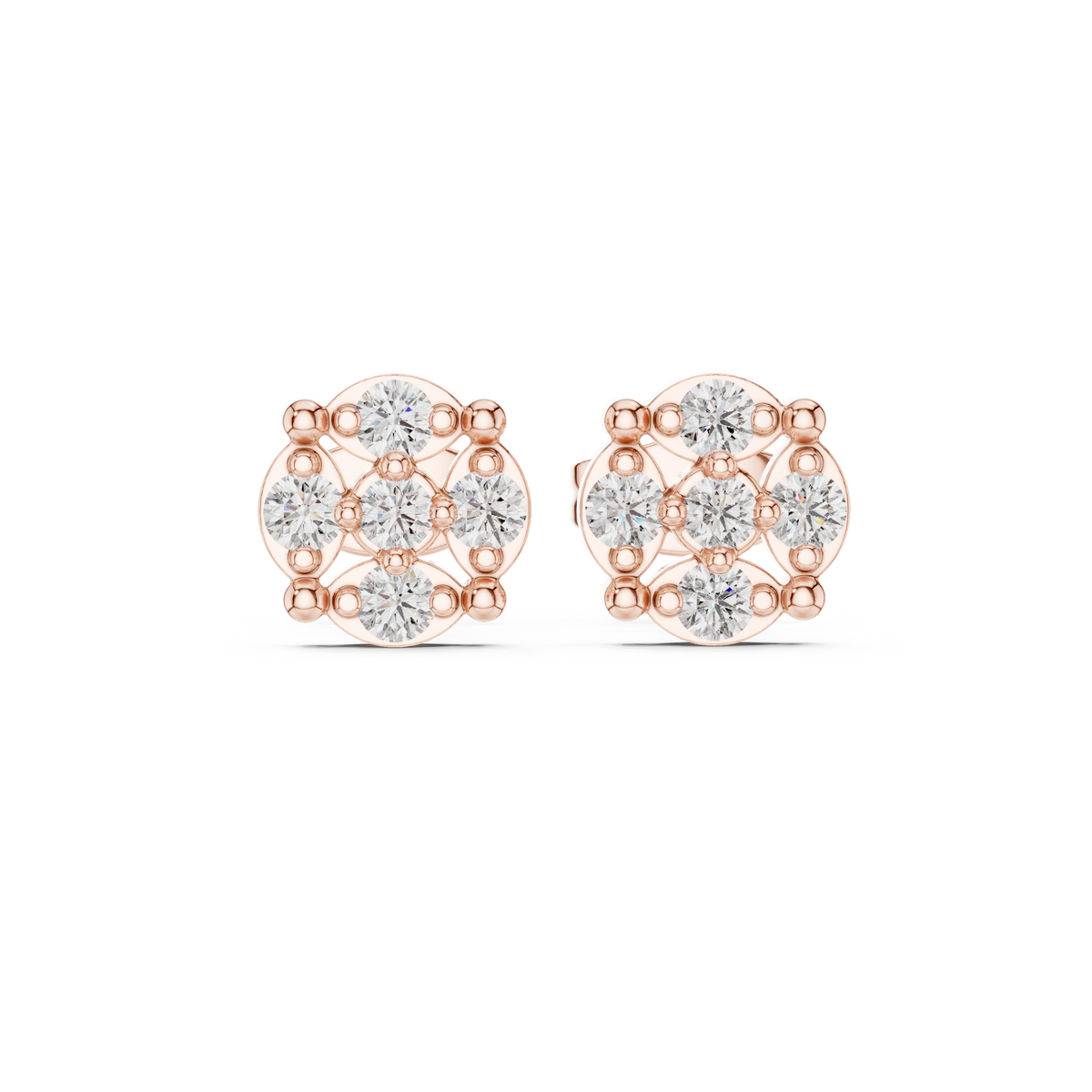Marquise Pave Halo Diamond Stud Earrings