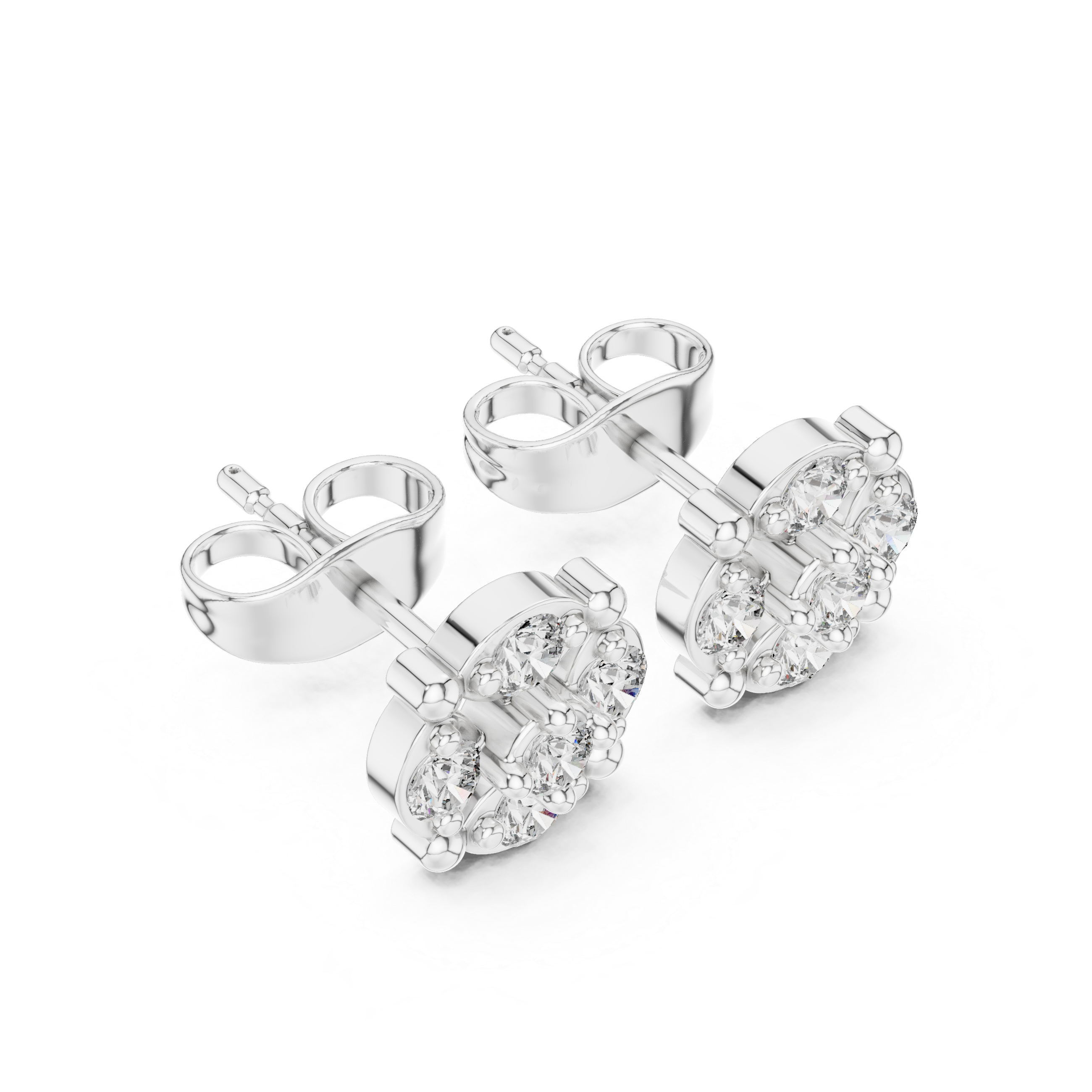 حلقان مرصعة بألماس بتصميم هالو مرصوف على شكل ماركيز in White Gold - VYKA Diamonds