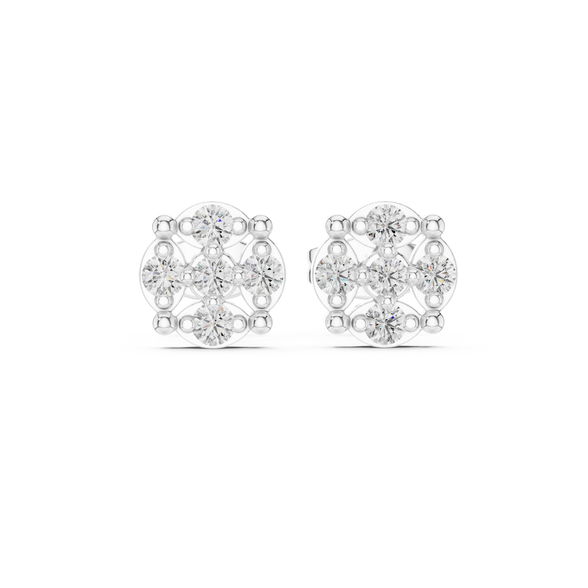 Marquise Pave Halo Diamond Stud Earrings