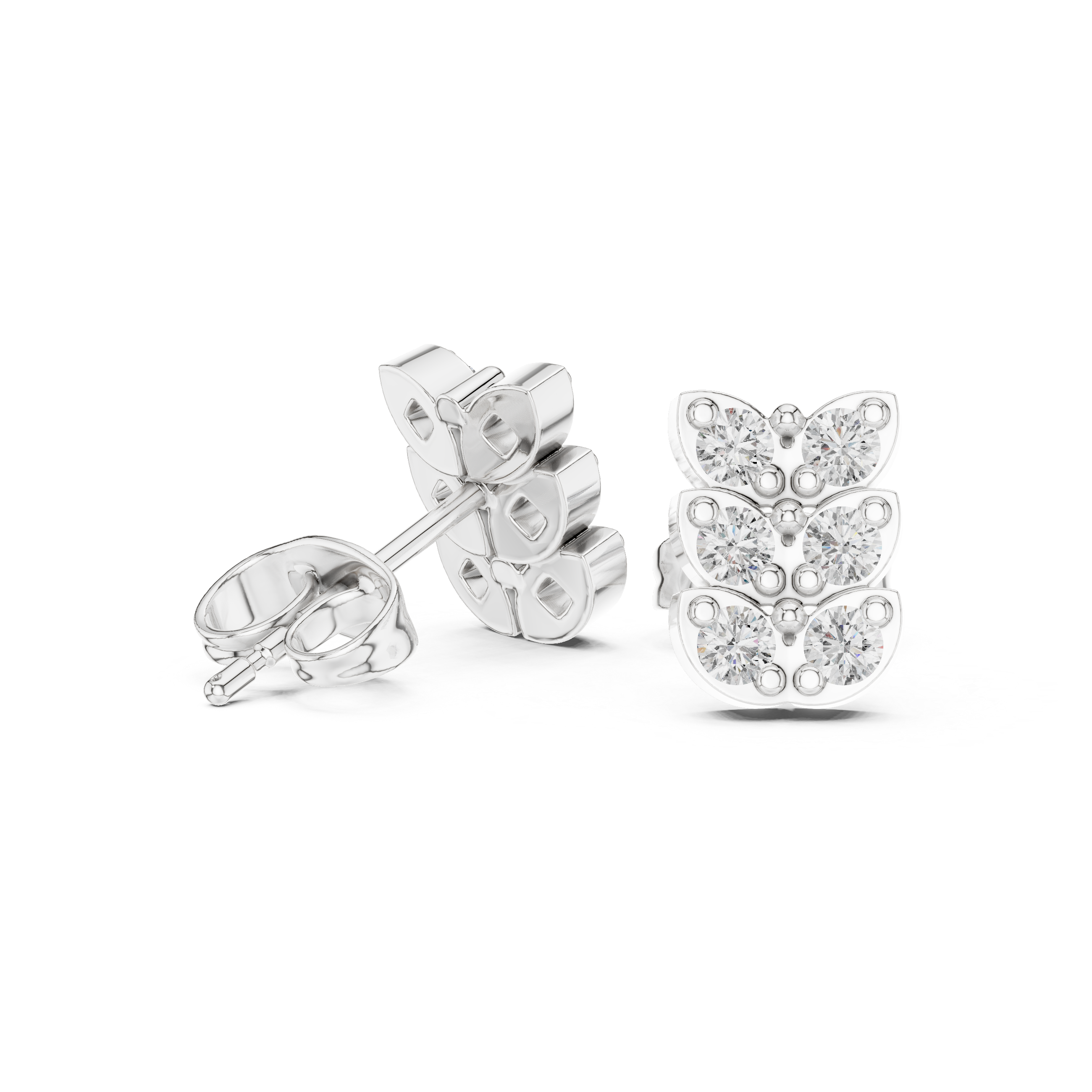 Floral Garland Diamond Stud Earrings in White Gold - VYKA Diamonds