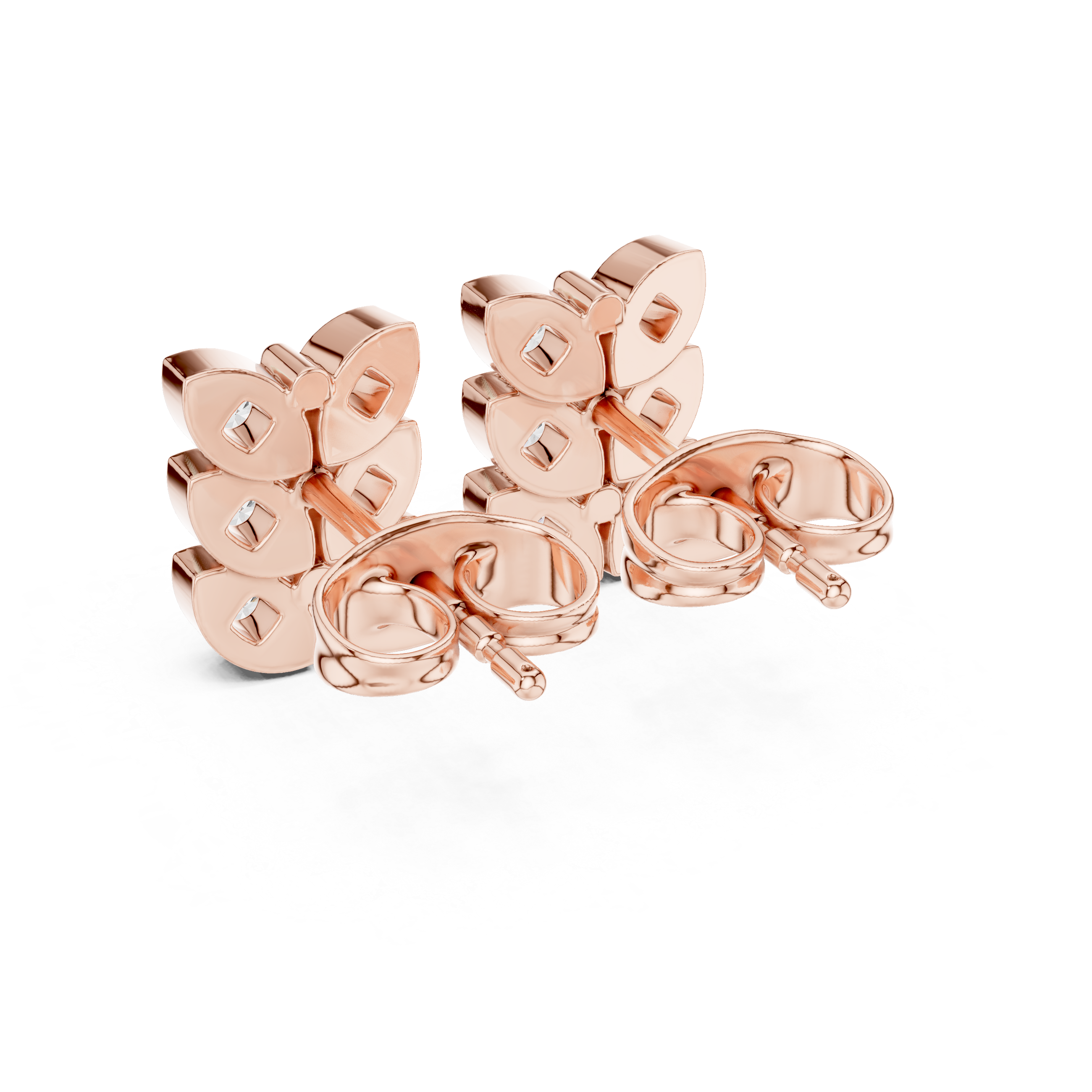Floral Garland Diamond Stud Earrings in Rose Gold - VYKA Diamonds