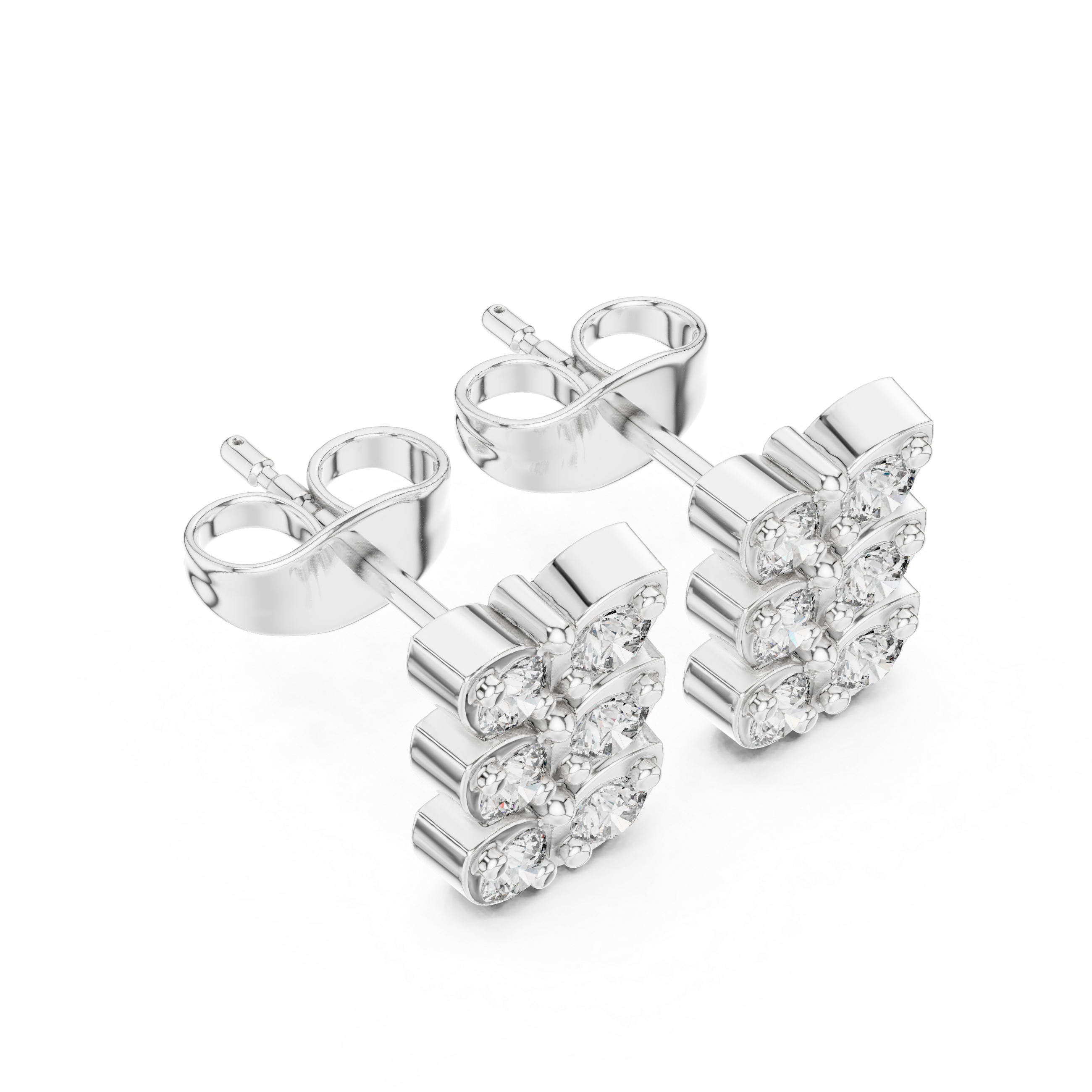 Floral Garland Diamond Stud Earrings in White Gold - VYKA Diamonds