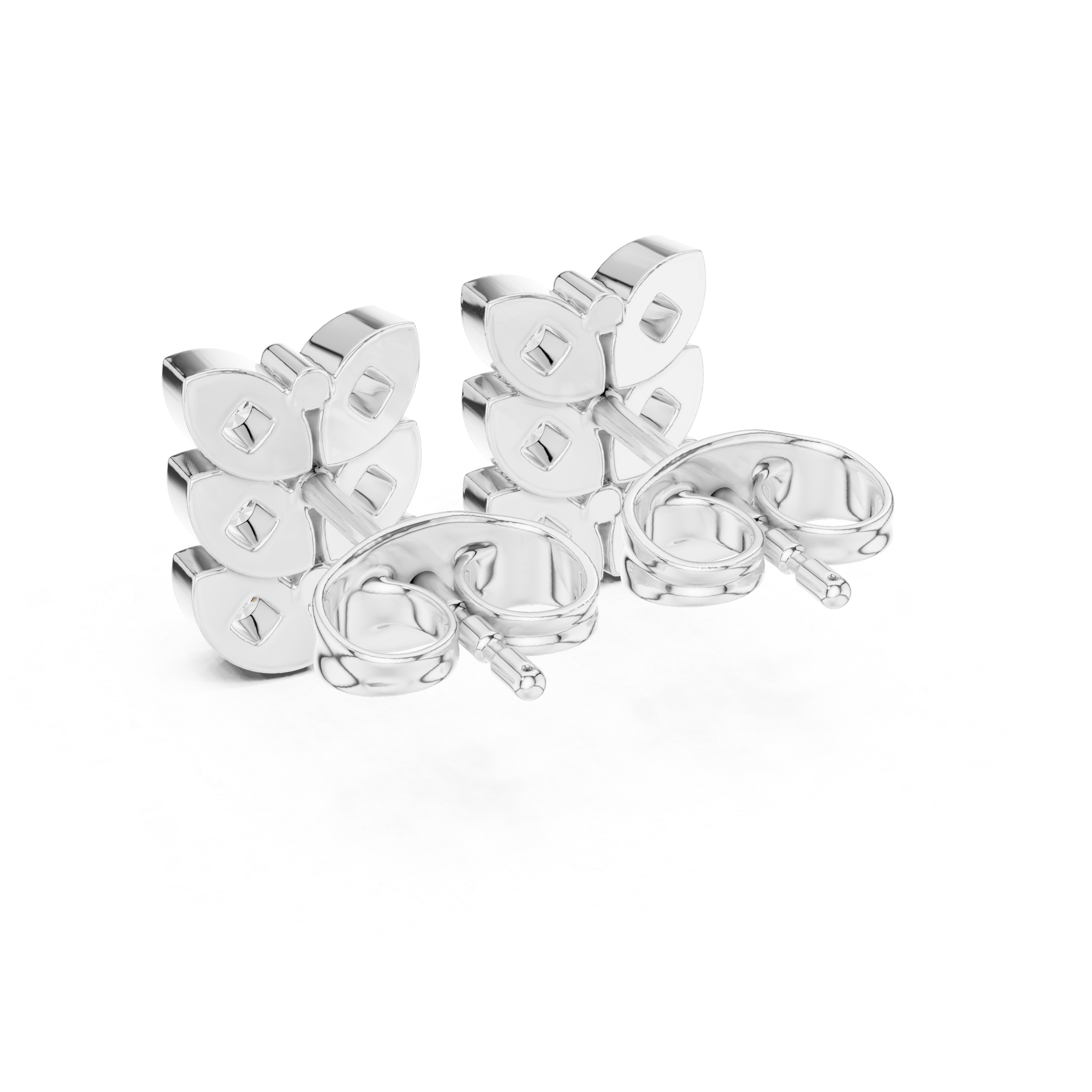 Floral Garland Diamond Stud Earrings in White Gold - VYKA Diamonds