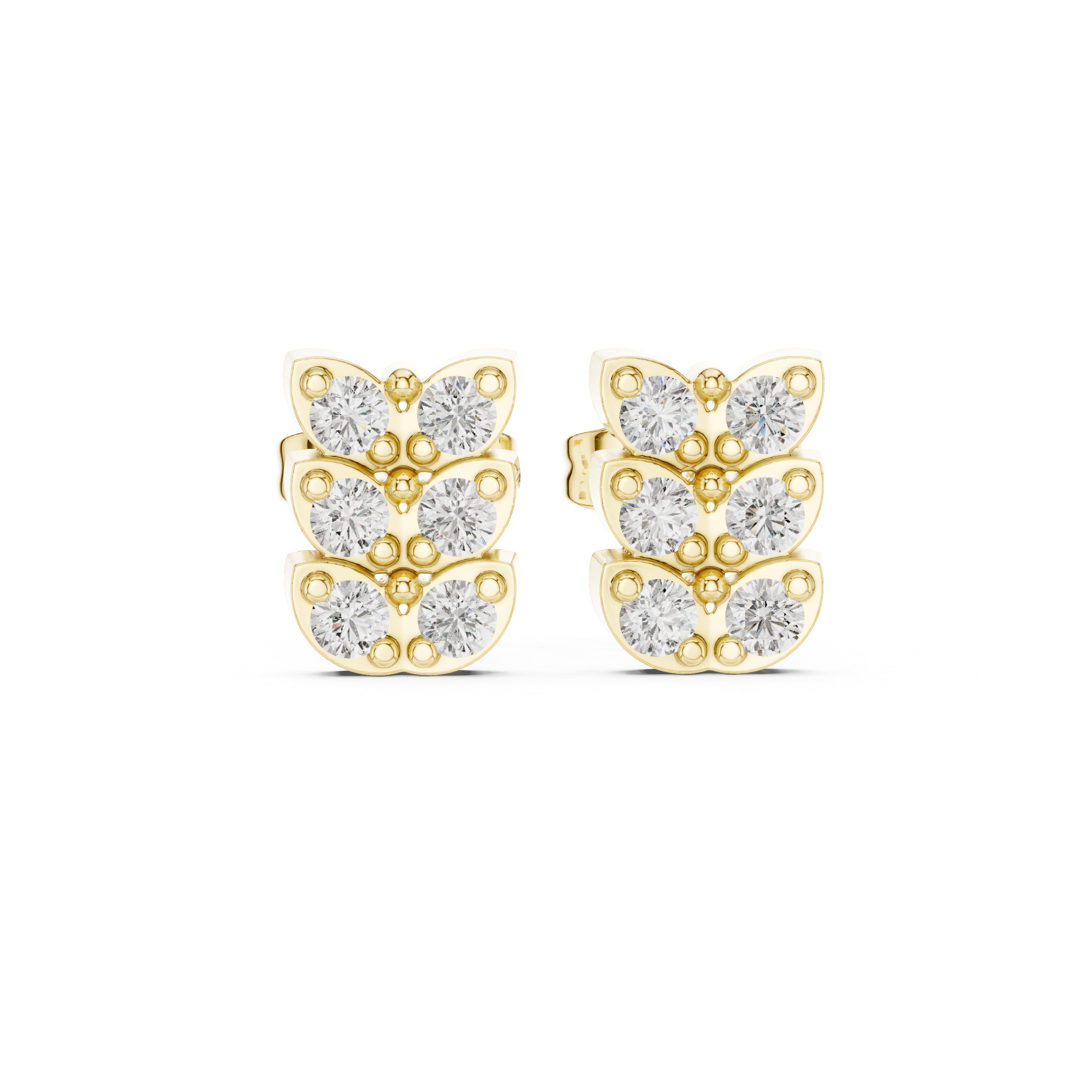Floral Garland Diamond Stud Earrings in Yellow Gold - VYKA Diamonds