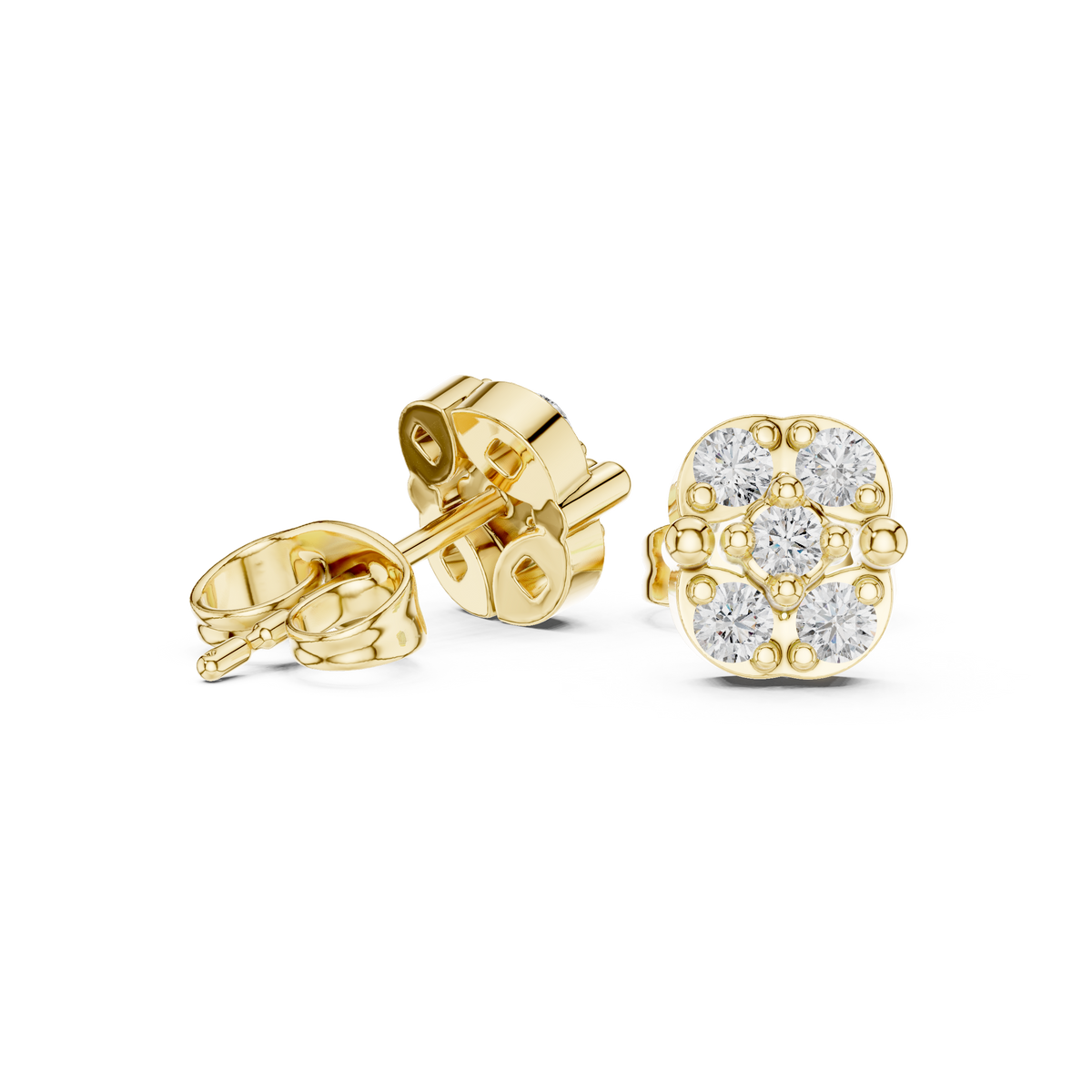 Emerald Frame Diamond Stud Earrings