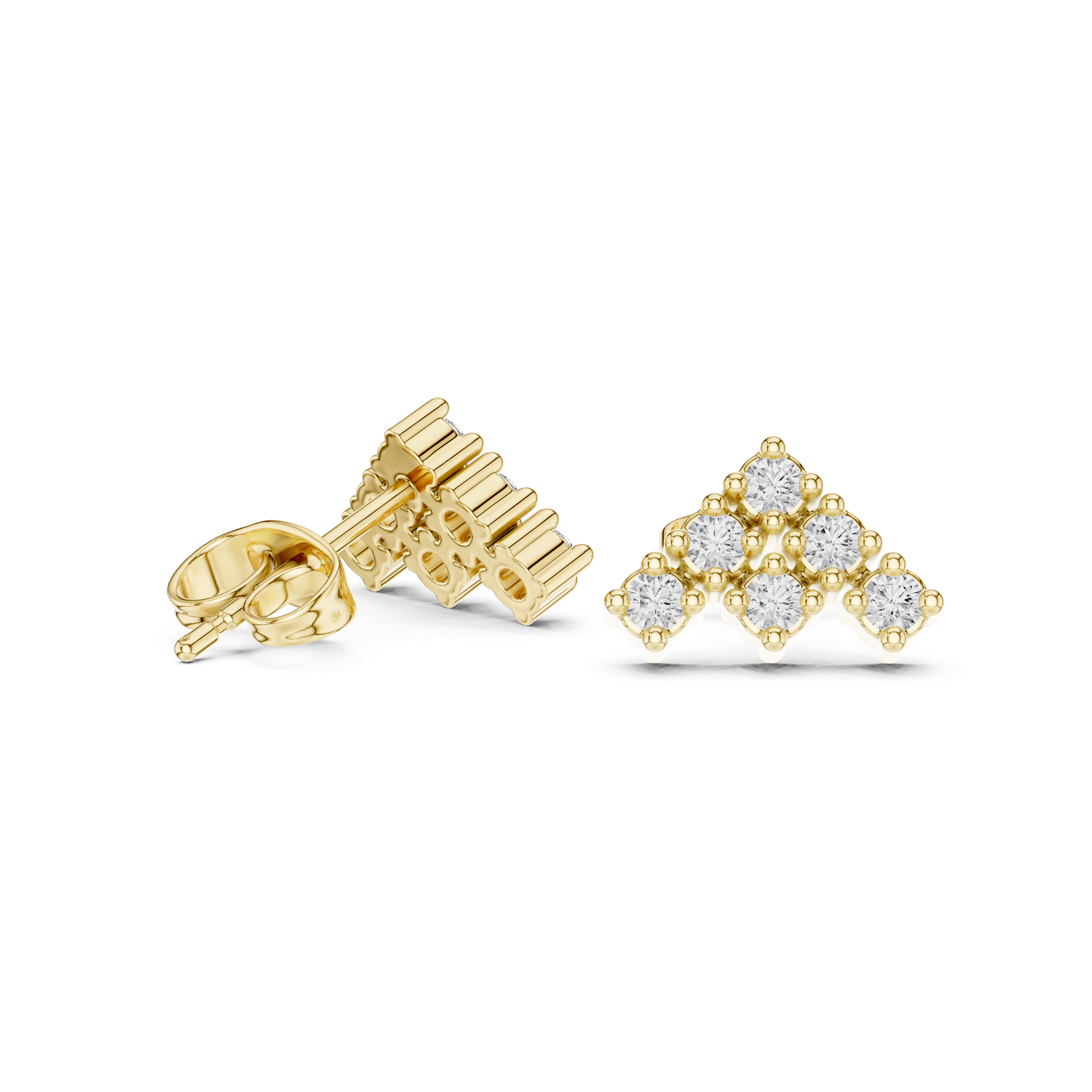 Pear Bezel Halo Diamond Stud Earrings in Yellow Gold - VYKA Diamonds