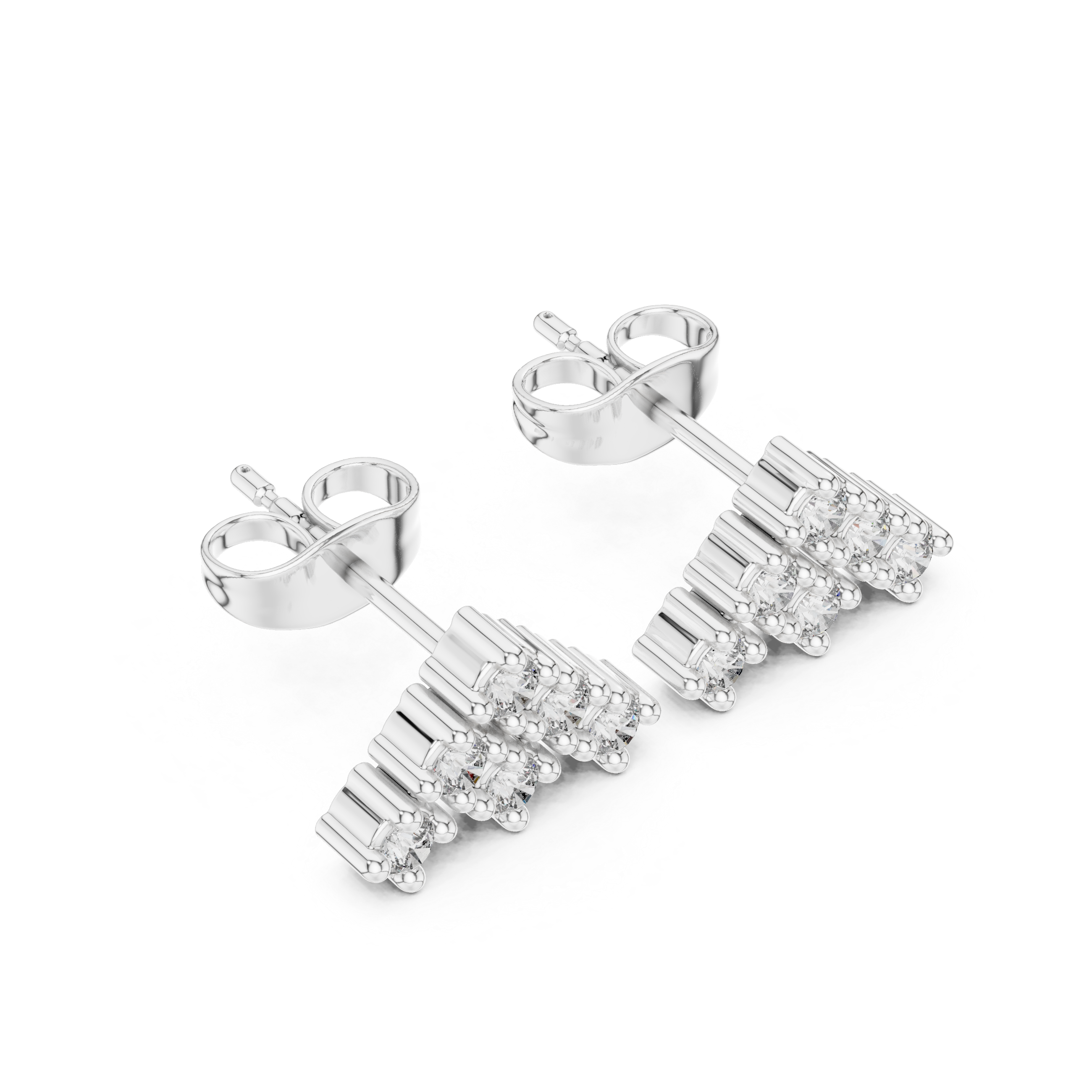 Pear Bezel Halo Diamond Stud Earrings in White Gold - VYKA Diamonds