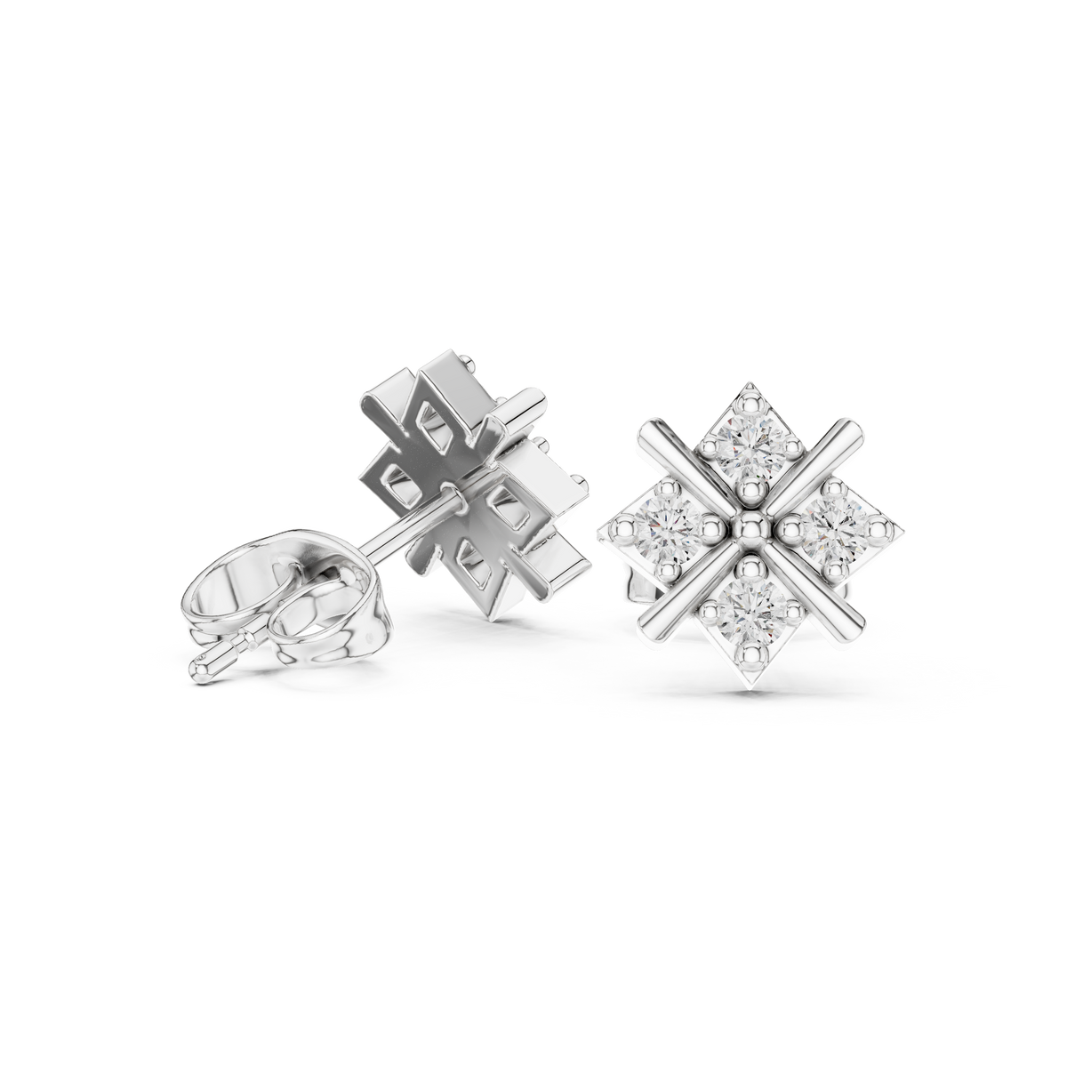 Marquise Ribbon Diamond Stud Earrings