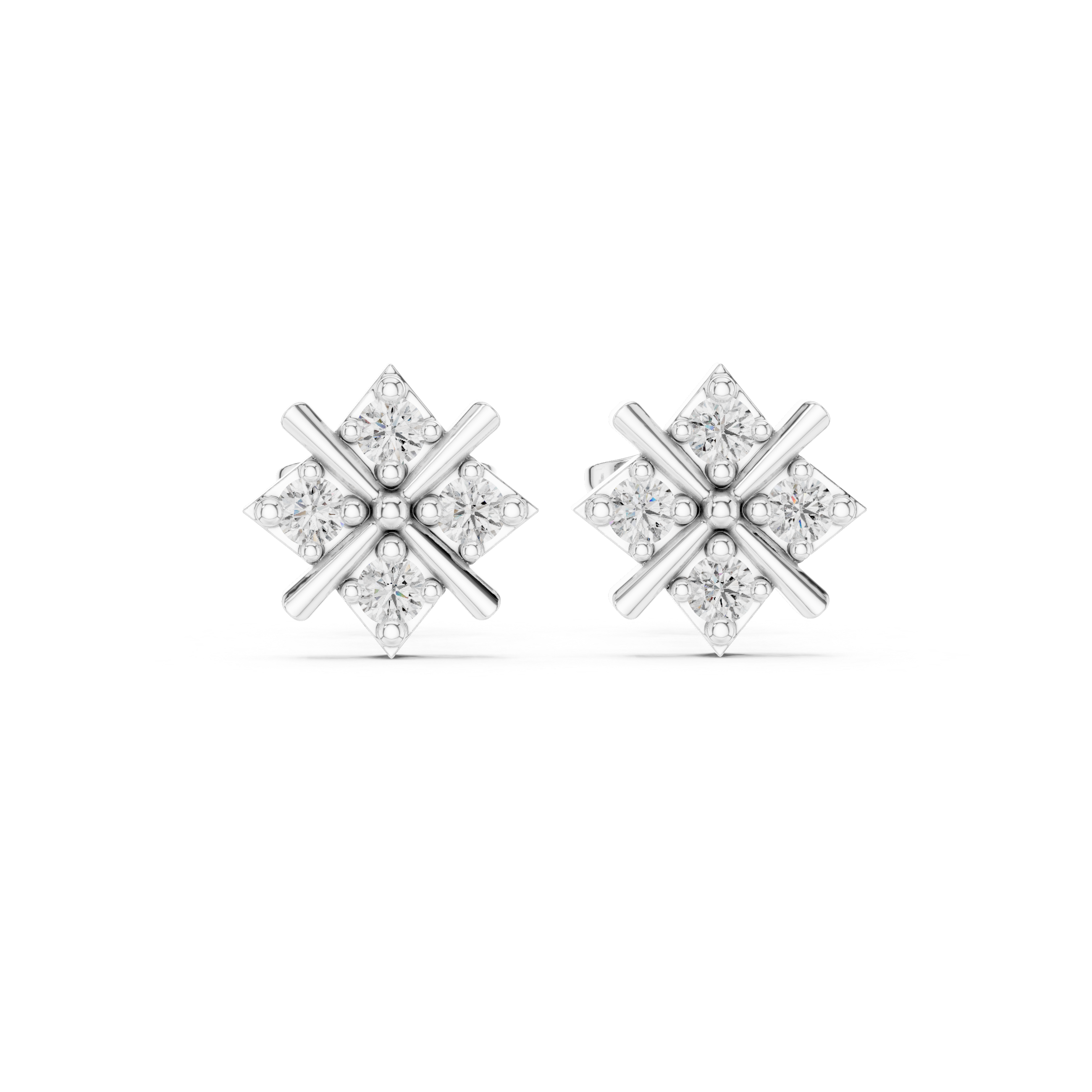 Marquise Ribbon Diamond Stud Earrings in White Gold - VYKA Diamonds