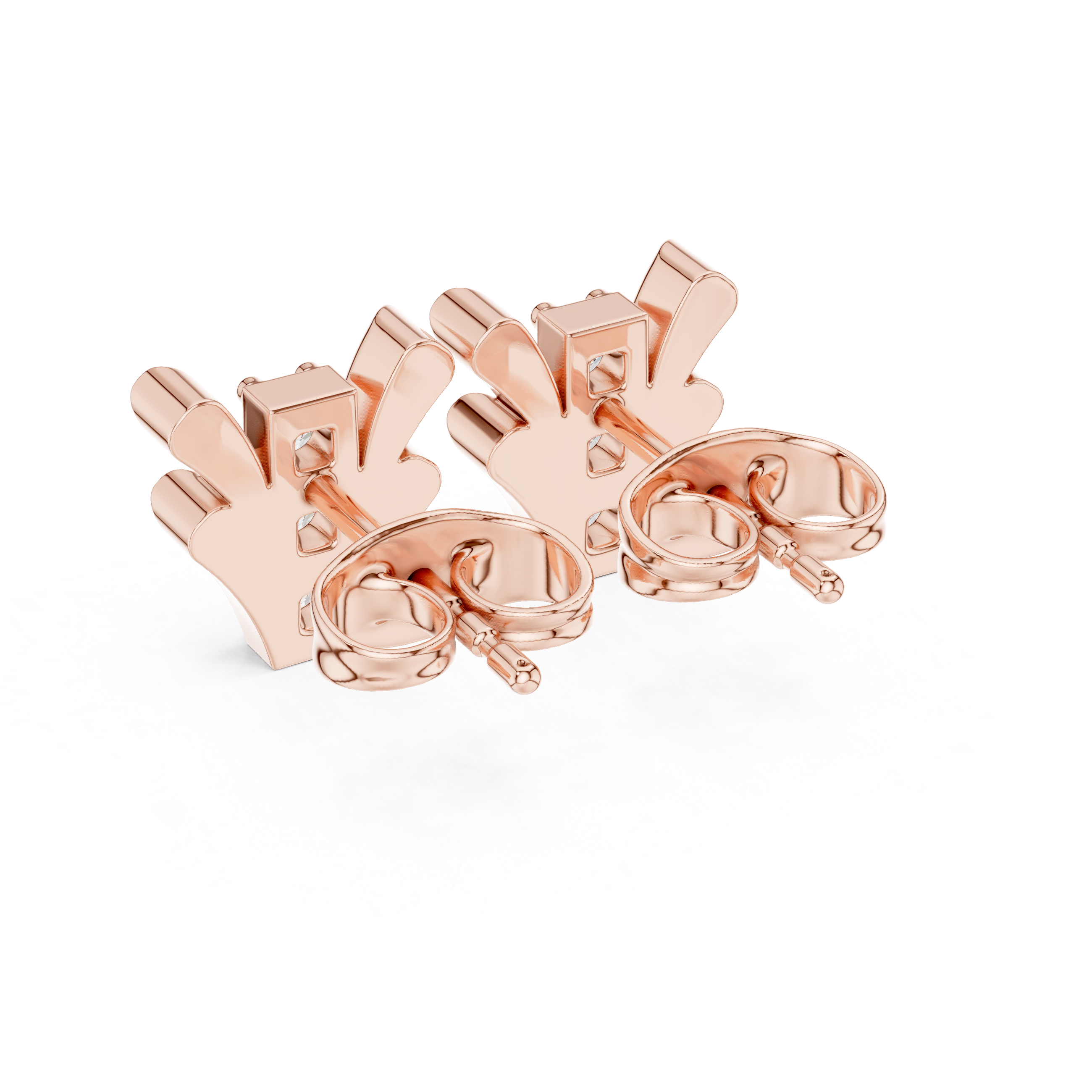 حلقان مسمارية ألماس بتصميم بتلة التوليب in Rose Gold - VYKA Diamonds