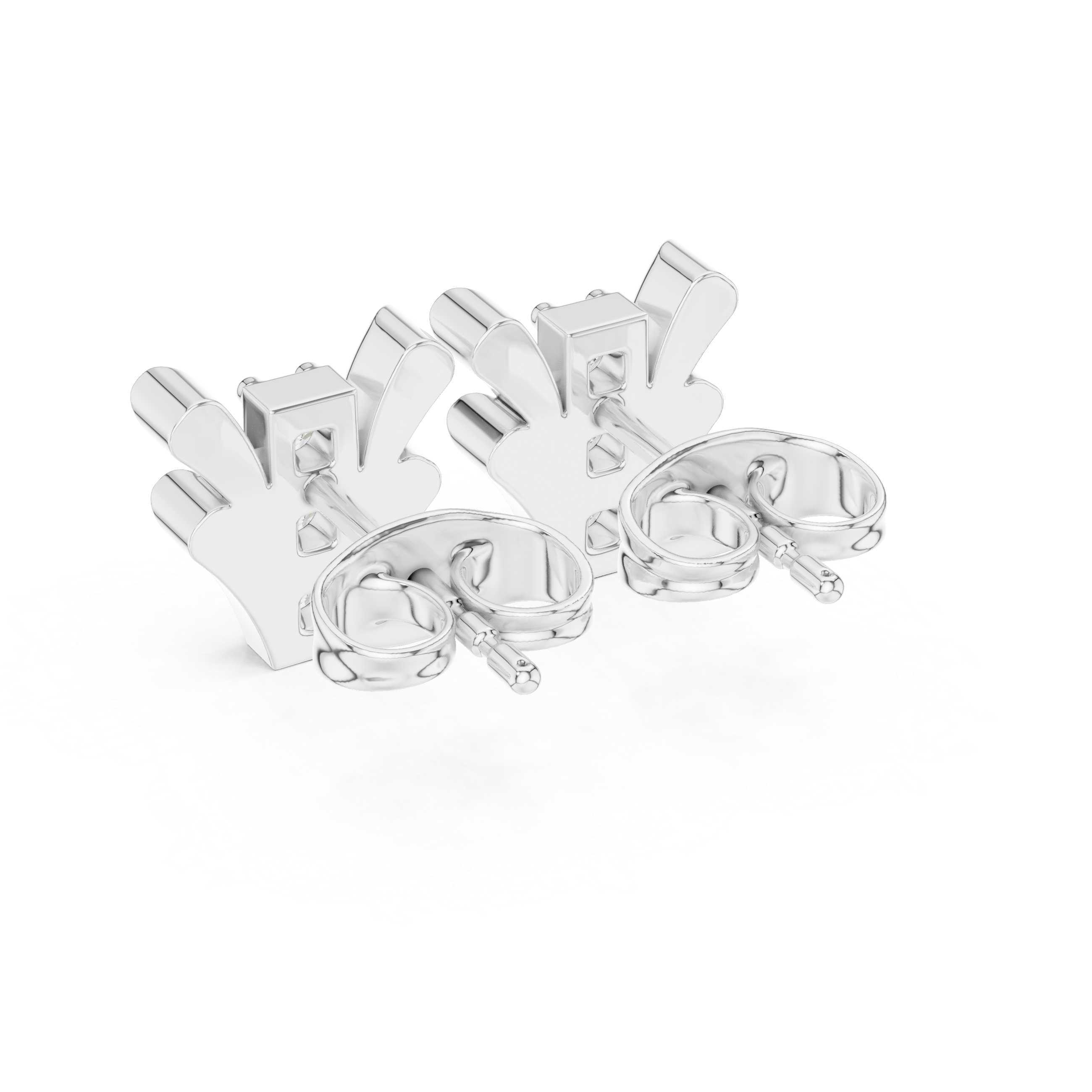 حلقان مسمارية ألماس بتصميم بتلة التوليب in White Gold - VYKA Diamonds