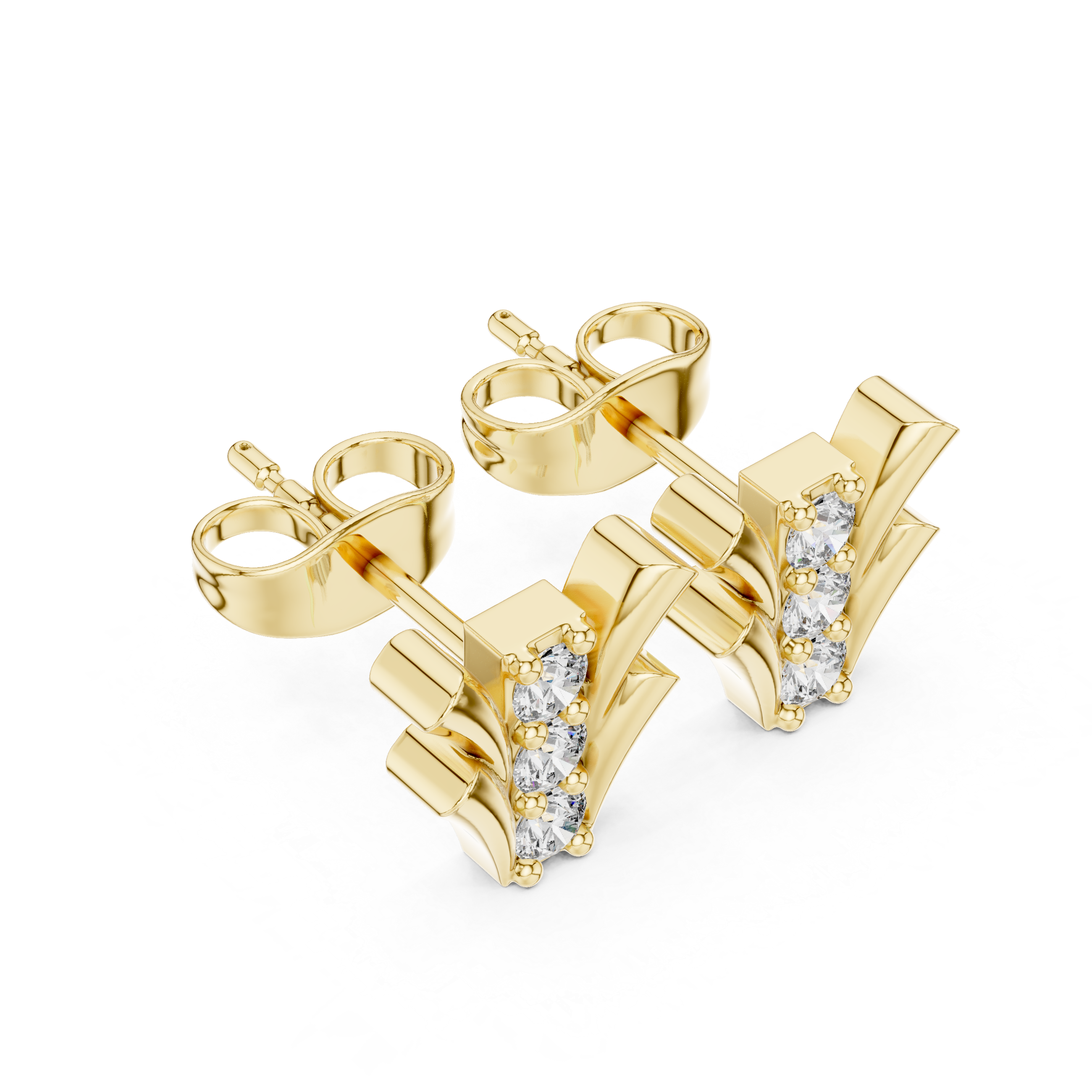 حلقان مسمارية ألماس بتصميم بتلة التوليب in Yellow Gold - VYKA Diamonds