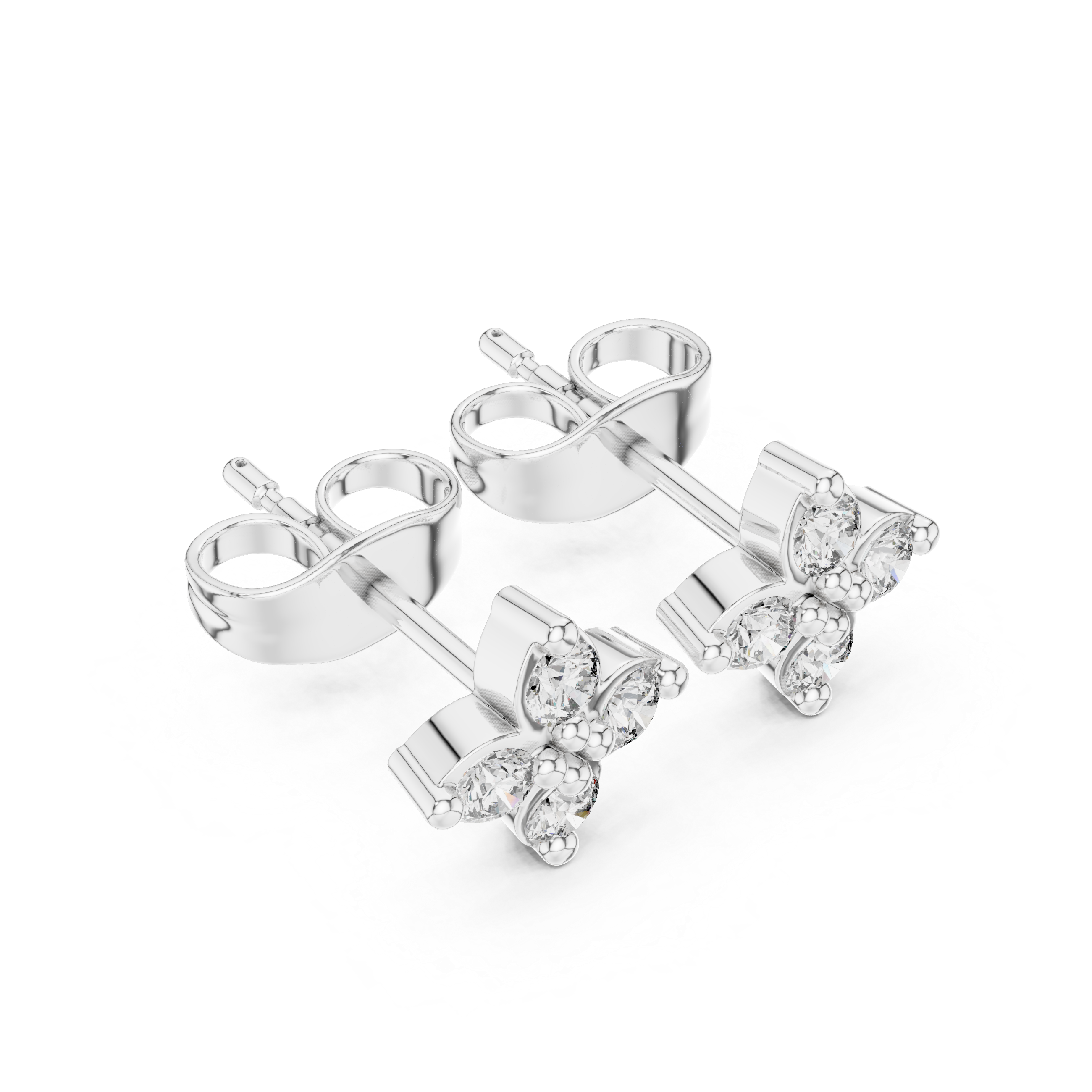 Octagonal Halo Diamond Stud Earrings in White Gold - VYKA Diamonds