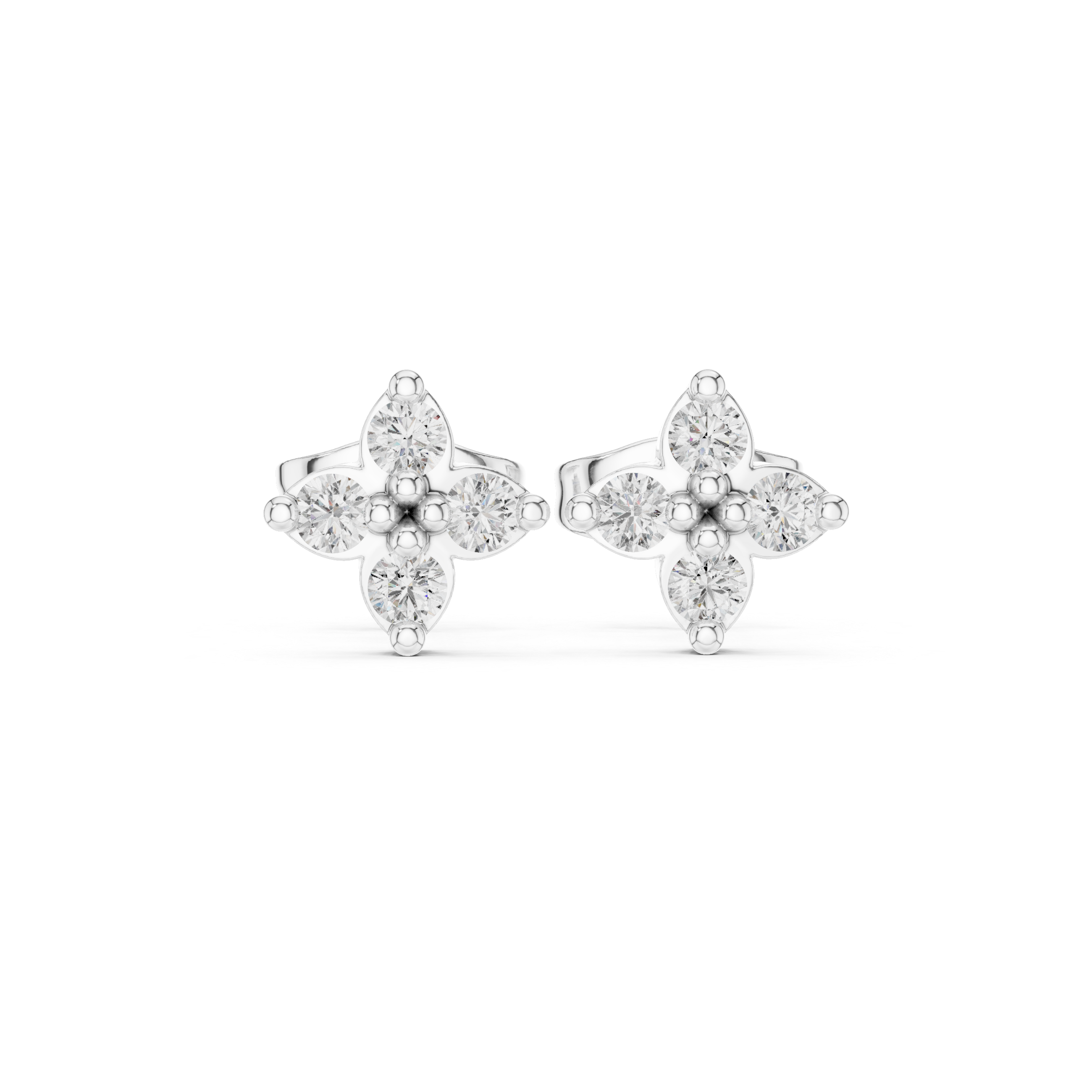 Octagonal Halo Diamond Stud Earrings in White Gold - VYKA Diamonds