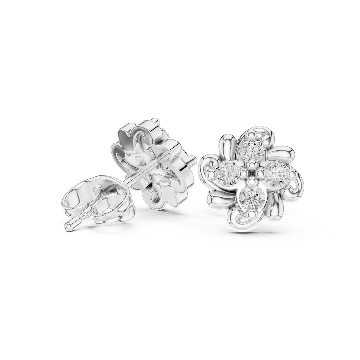 Chevron Tier Diamond Stud Earrings