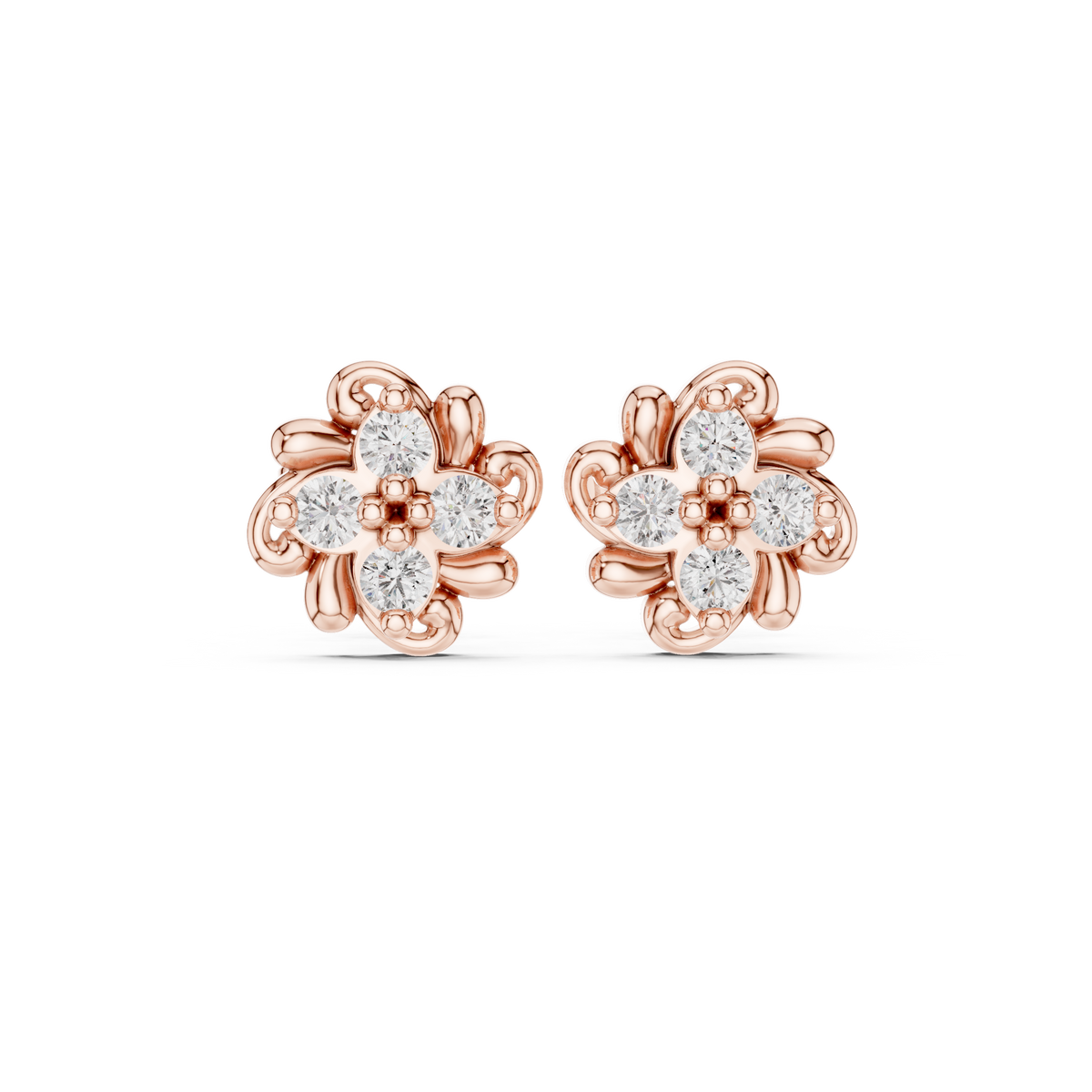 Chevron Tier Diamond Stud Earrings