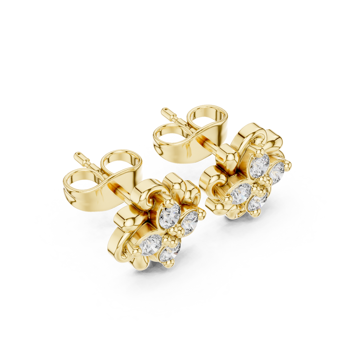 Chevron Tier Diamond Stud Earrings
