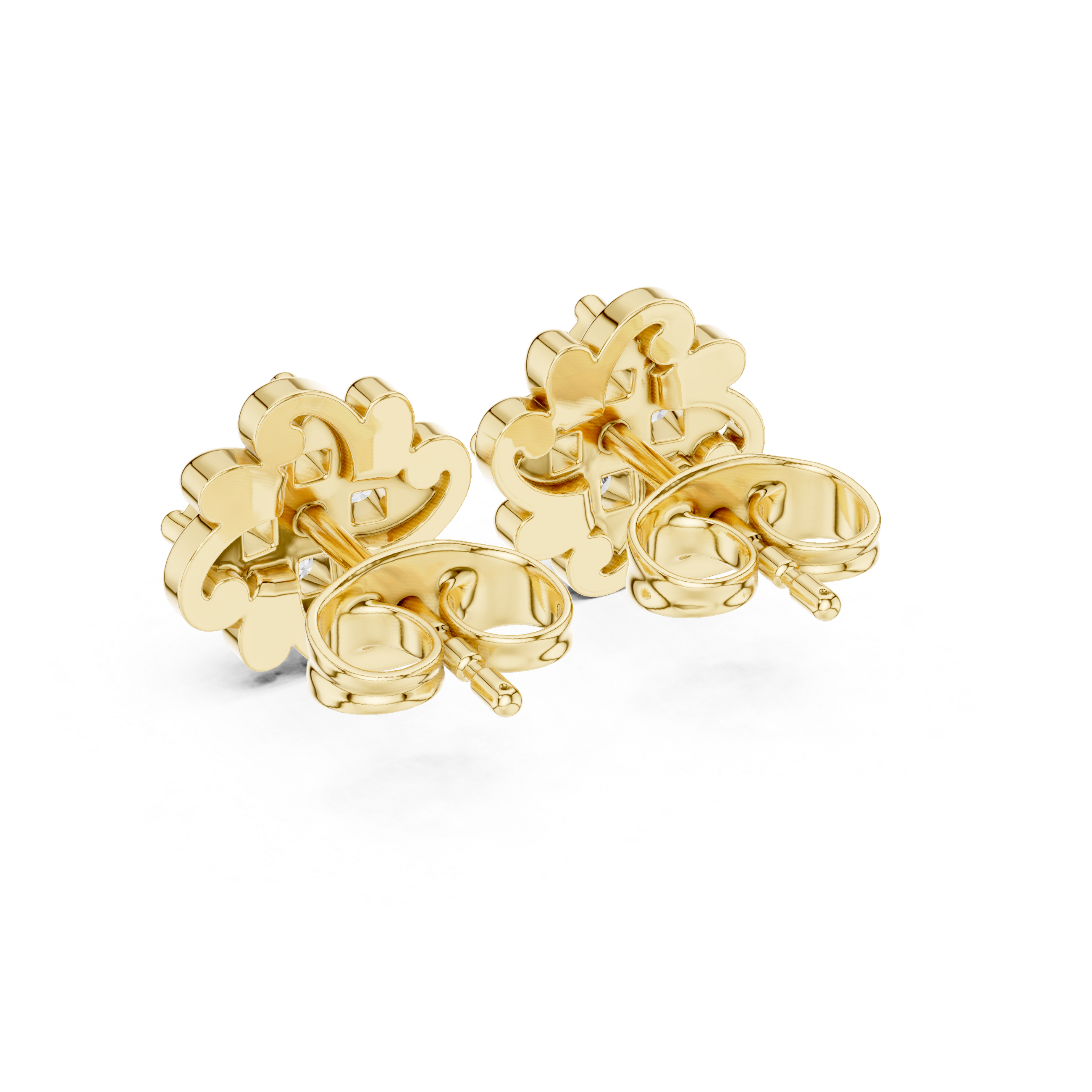 Chevron Tier Diamond Stud Earrings in Yellow Gold - VYKA Diamonds