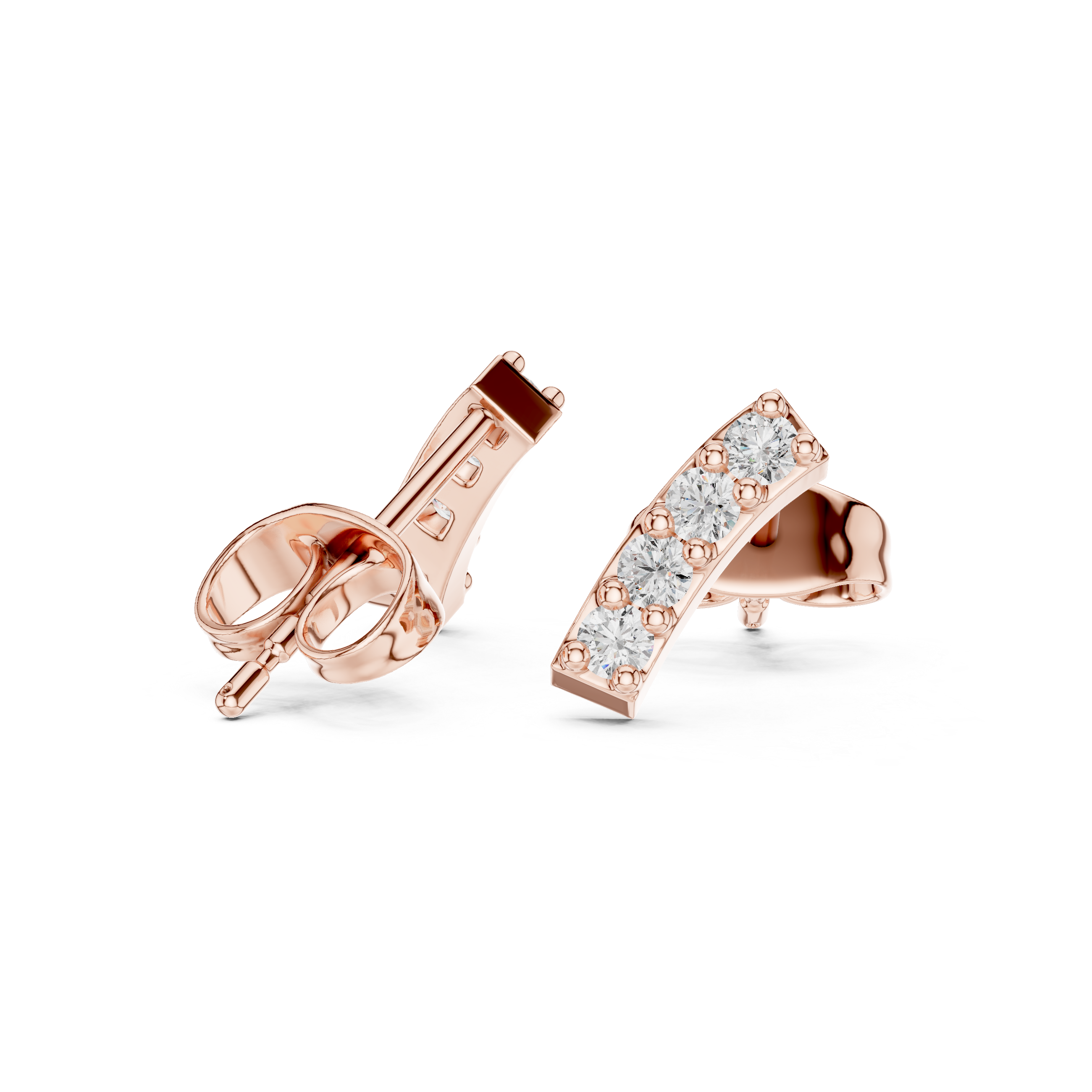 Pave Leaf Diamond Stud Earrings in Rose Gold - VYKA Diamonds