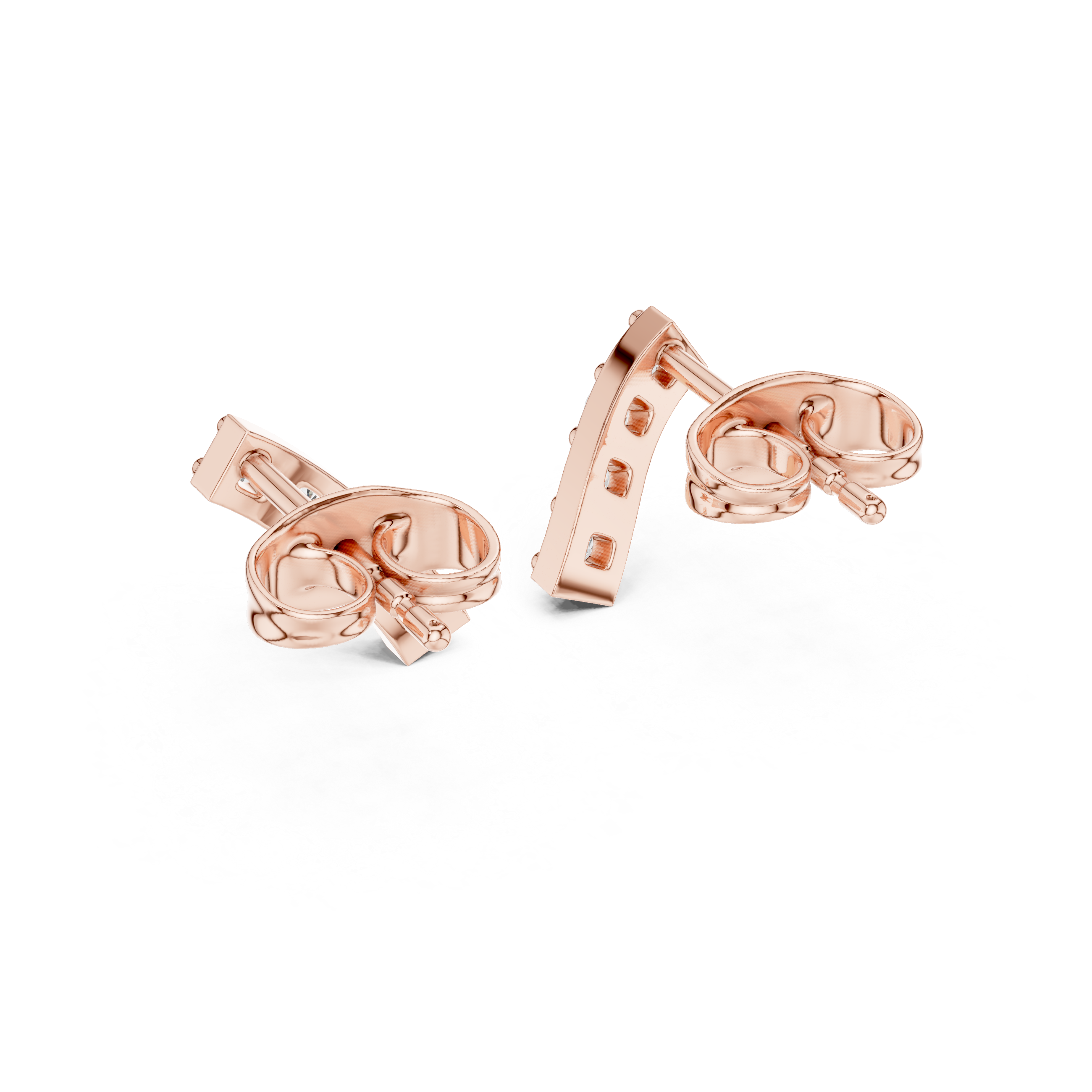 Pave Leaf Diamond Stud Earrings in Rose Gold - VYKA Diamonds