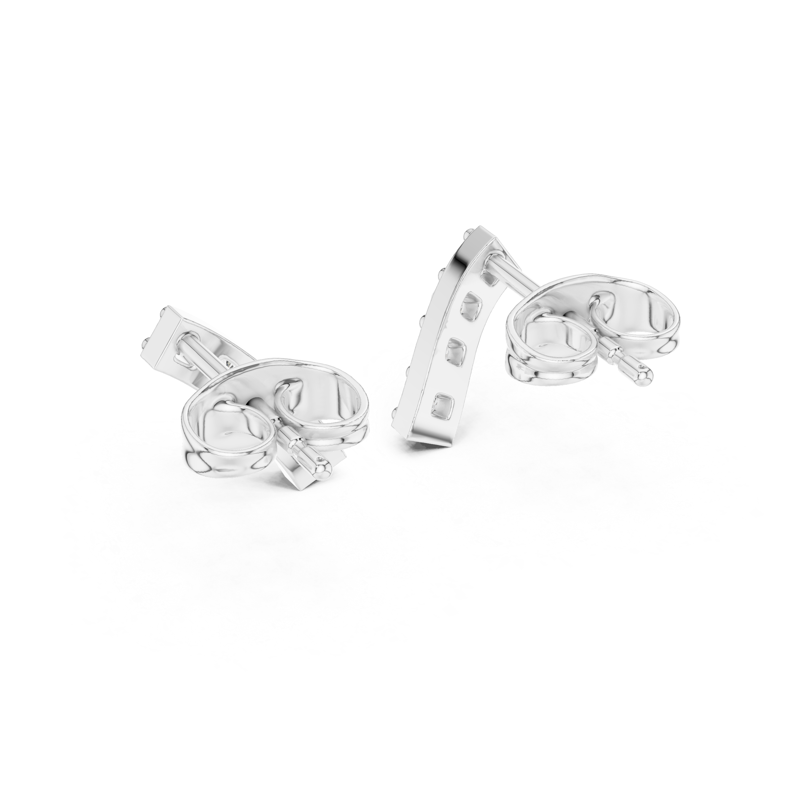 Pave Leaf Diamond Stud Earrings in White Gold - VYKA Diamonds